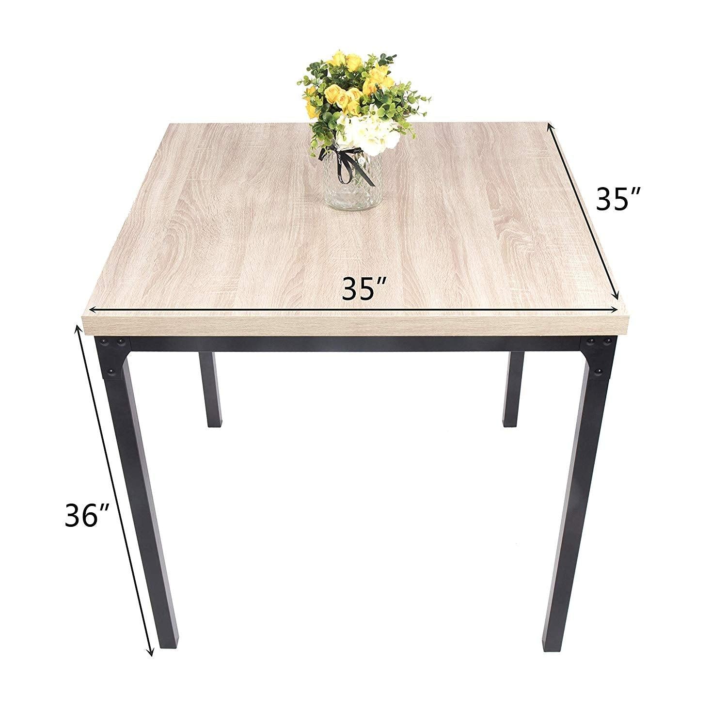 Bosonshop 5-Piece Counter Height Square Dining Set Wooden Country Style with Metal Legs White