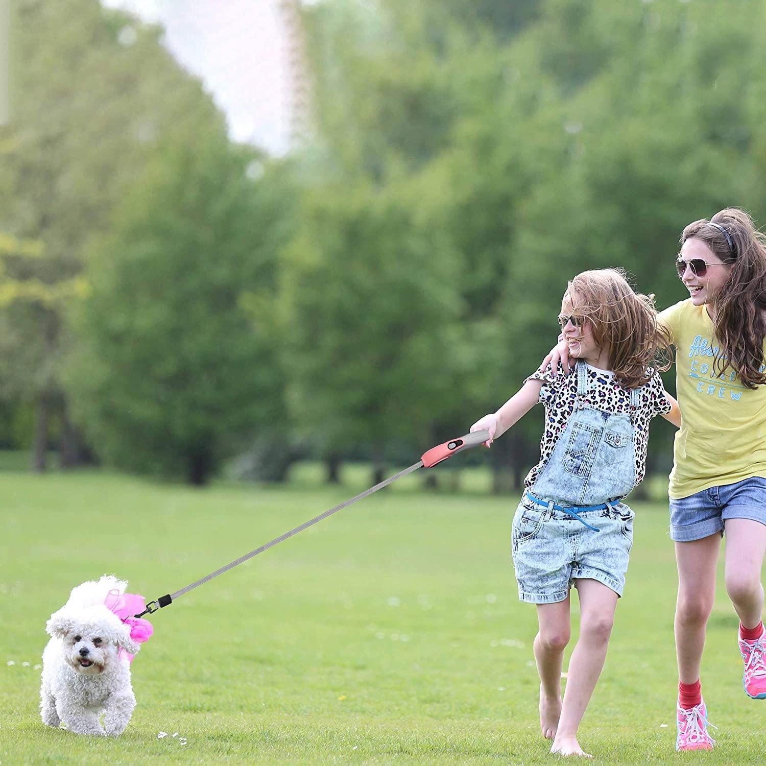 Retractable Pet Leash Heavy Duty Traction Dog Rope, 360°Tangle-Free Dog Walking Leash,1-Button Control - Bosonshop