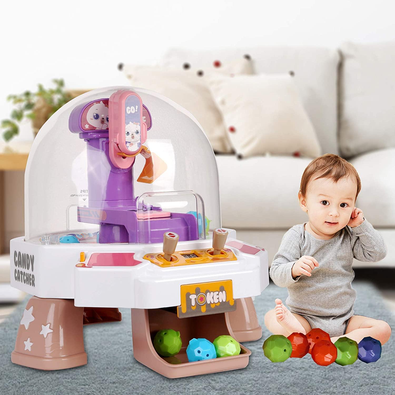 Claw Machine for Kids Mini Candy Grabber Toys Electronic Arcade Game With LED Display and Music, 16 x Candy Balls - Bosonshop