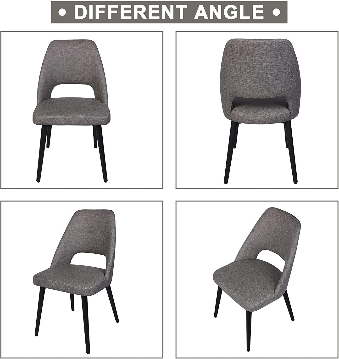 Set of 2 Modern Dining Room Chairs Heavy Duty Leather Chair with Upholstered Vinyl Seat, Grey - Bosonshop