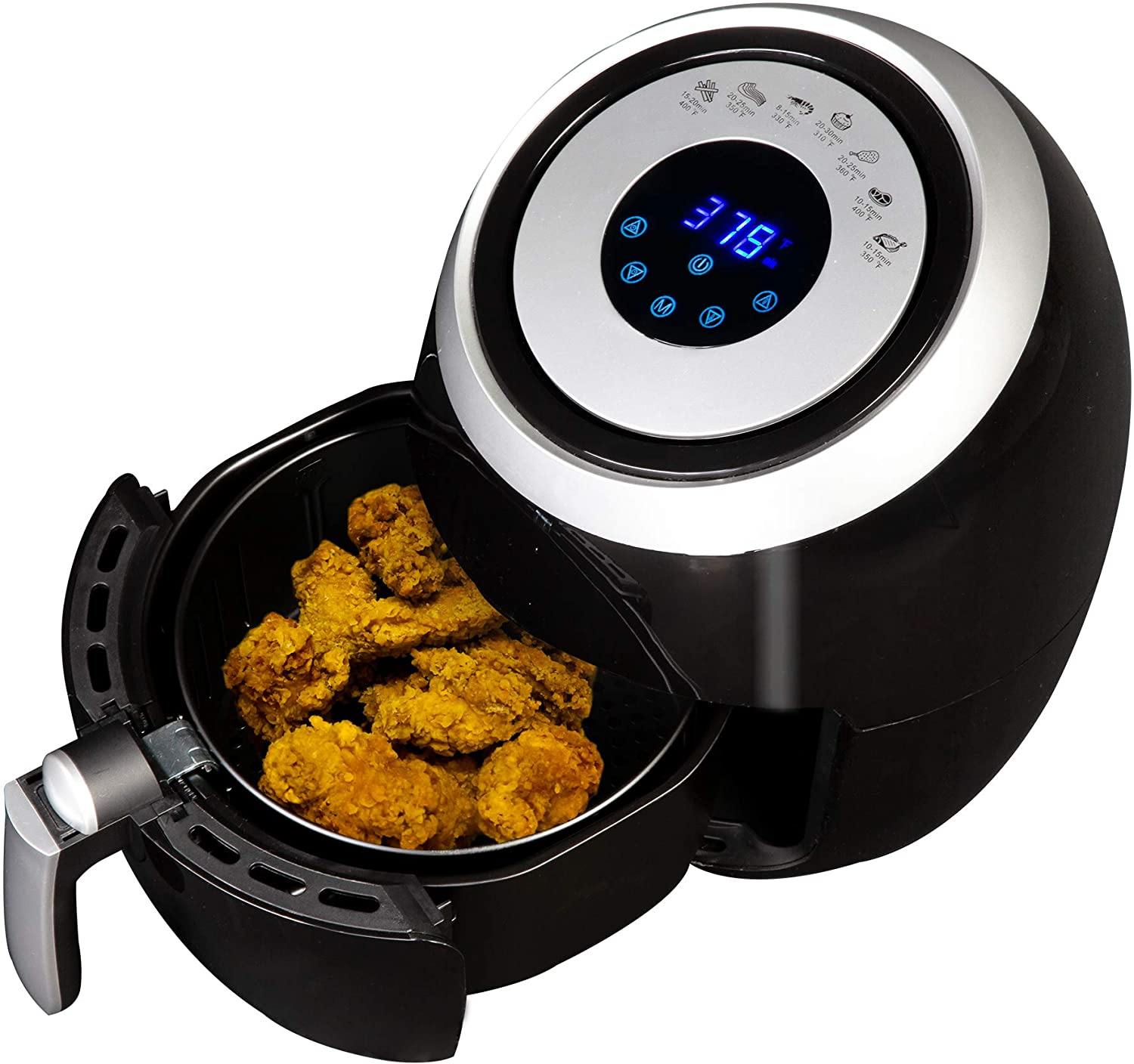 5.8Qt Digital Family Size Electric Hot Air Fryer Oven Oil-less Cooker, With LCD Smart Touch Panel, 7 Presets, Temperature Control - Bosonshop