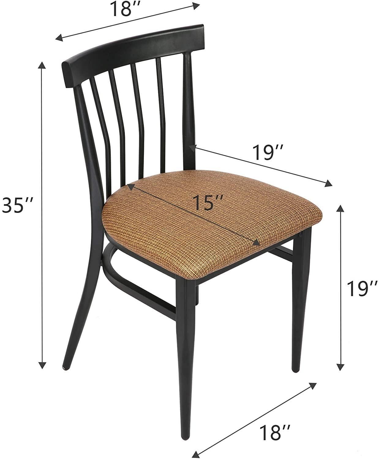Mid-Century Dining Chairs Set of 2, w/Comb Back & PU Leather Cushion, Rubber Iron Frame Chairs, Easy Assemble 450 LBS Load - Bosonshop