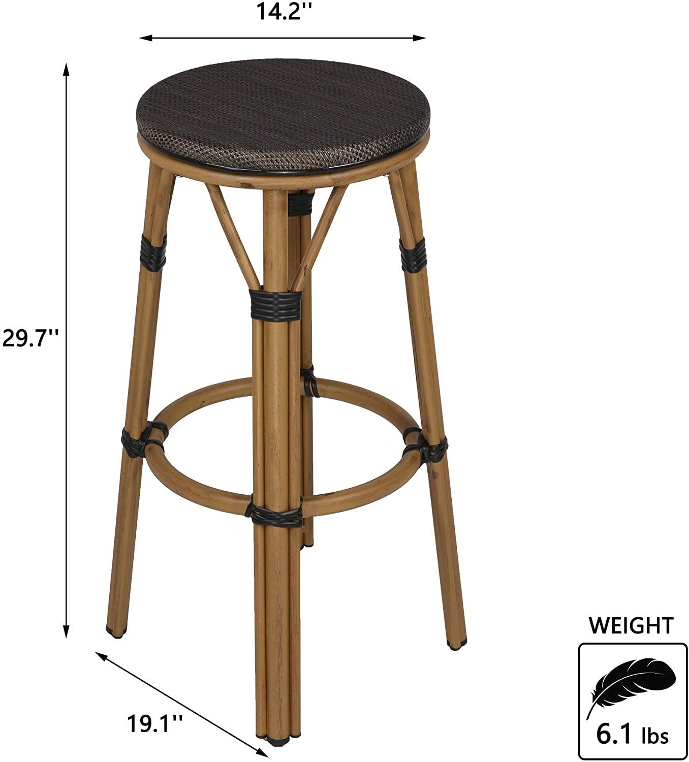 Kitchen Counter Stools with Foot Plate Black Dining Chair Set of 2 Bar Chair Modern Textile Fabric Breakfast High Stools for Kitchen Stool - Bosonshop