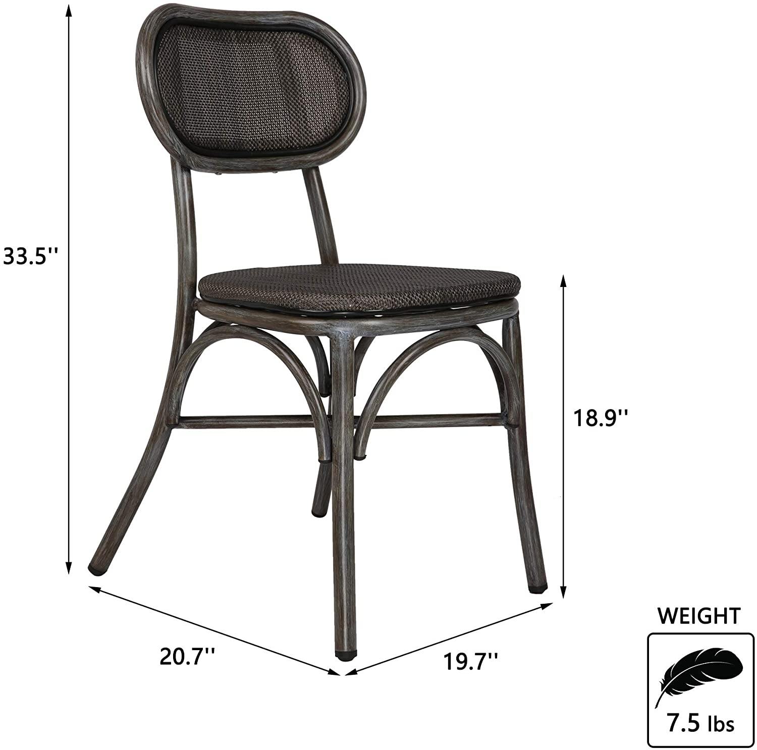 Outdoor Rattan Leisure Chairs Garden Patio Chair Set, Metal Chair Frame with Textilene Seat, Set of 2, Armless, Black - Bosonshop