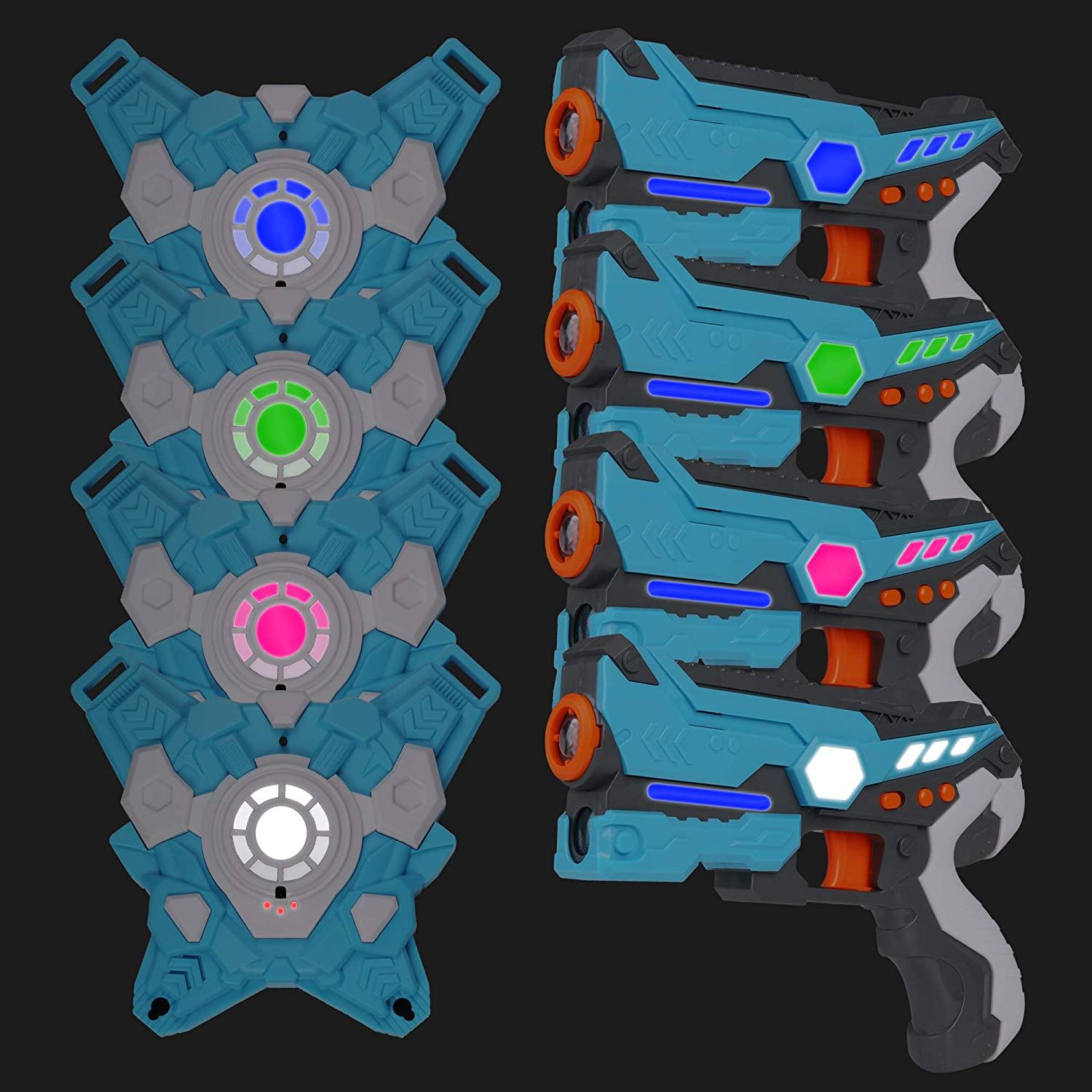 Kids Toys Gun with Vest for Boys Girls Target Shooting Game Toy, Indoor Outdoor Practice Aiming for 1-Player +, Blue - Bosonshop