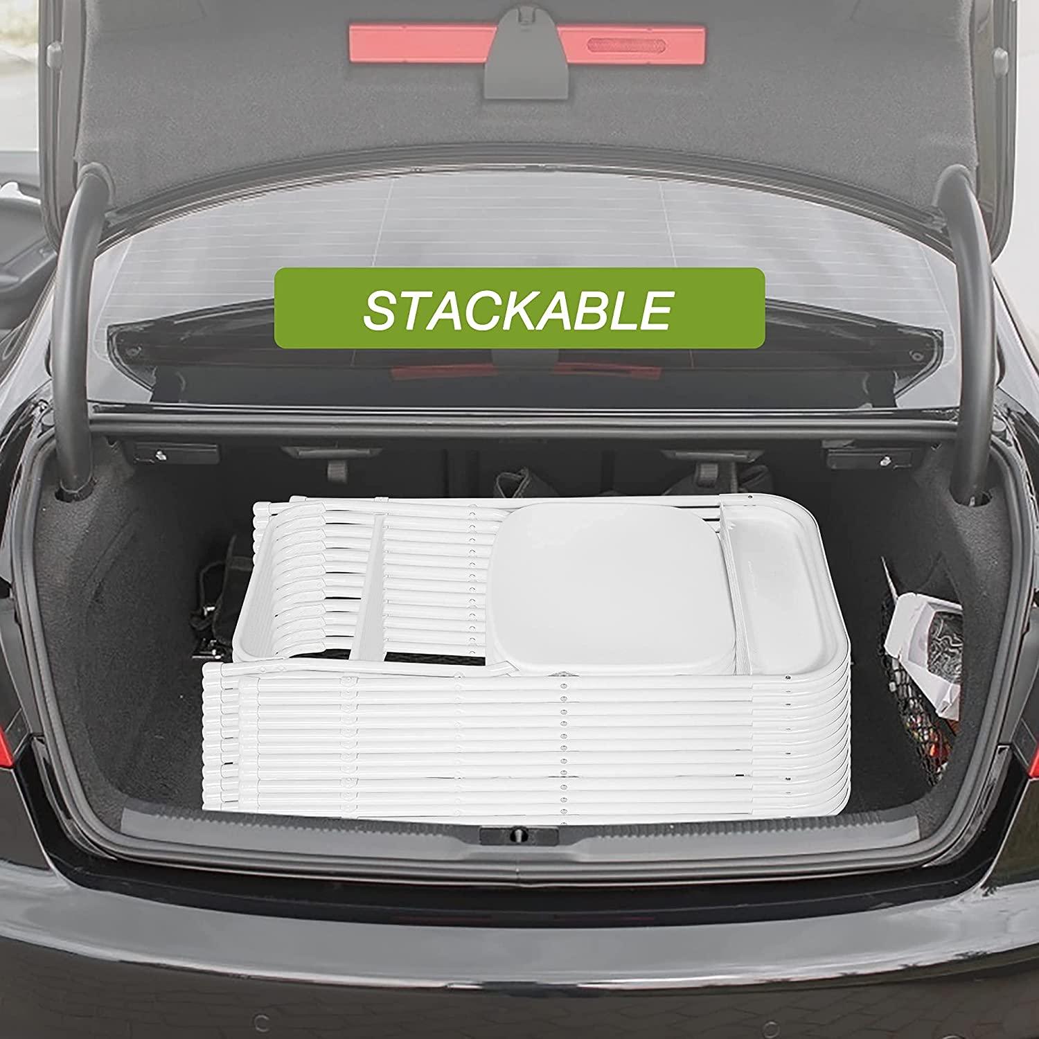 6 Pcs Premium White Plastic Folding Chairs for Wedding Party Outdoor Indoor Office Meeting House, 650 Lbs - Bosonshop