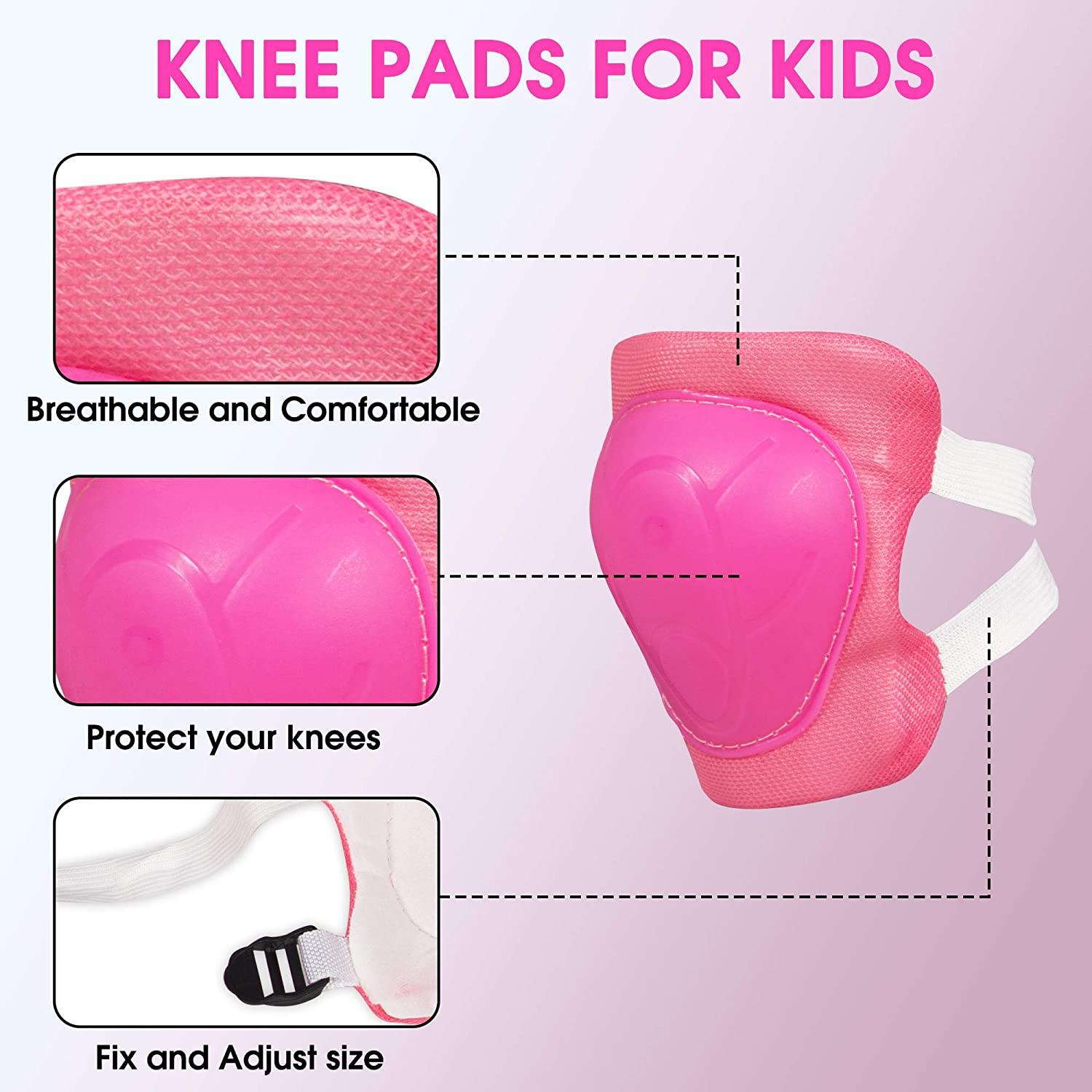 Kids Helmet with Knee Elbow Wrist Pads - Adjustable Ultralight Toddlers Toys Protective Gear Set for Skating Walking Cycling, Age 1-6 - Bosonshop