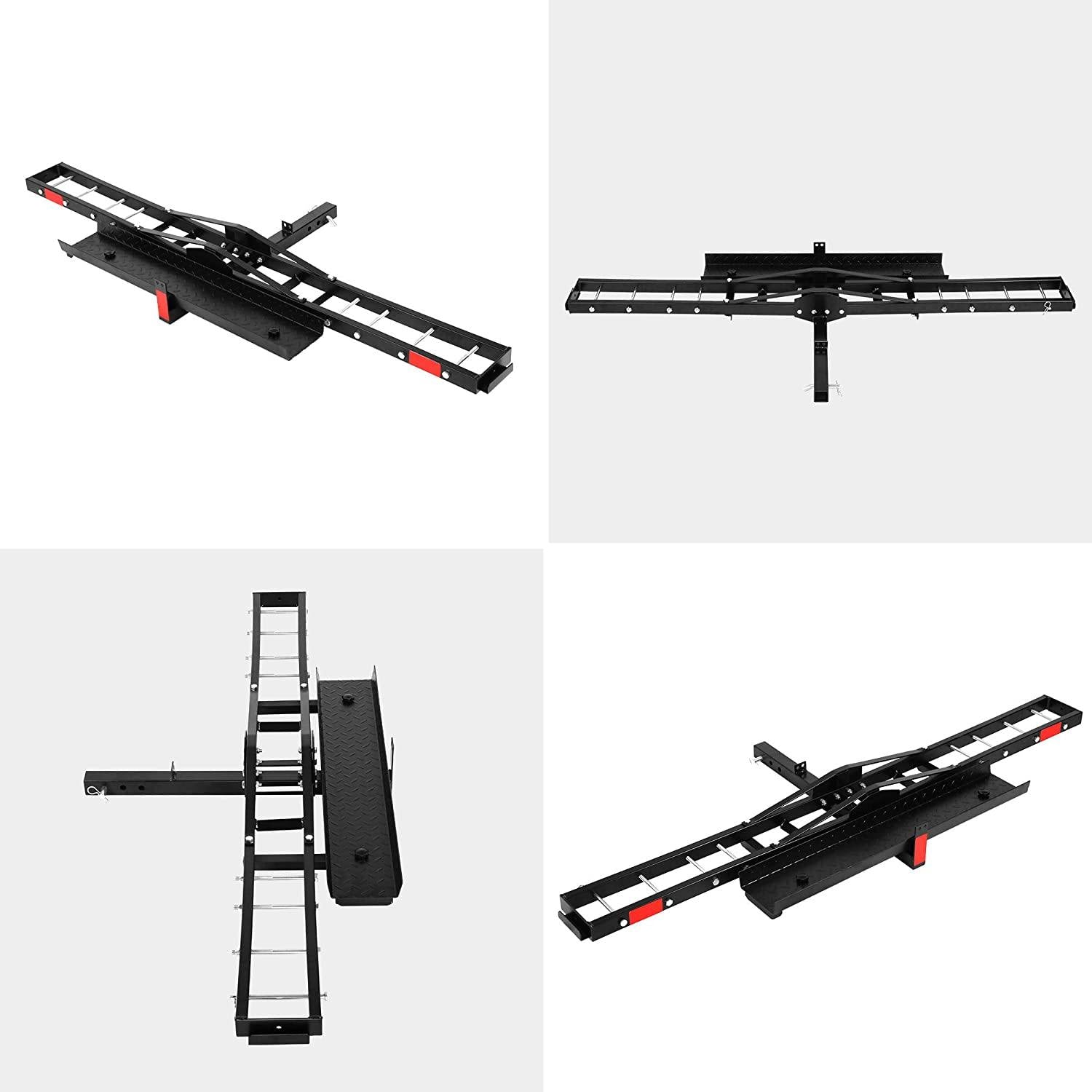 Motorcycle Carrier 500 LBS Hich Mounted, Heavy Steel Scooter Dirt Bike Carrier, Anti-tilt Locking, Stable Motorcycle Carrier Rack w/Ramp - Bosonshop