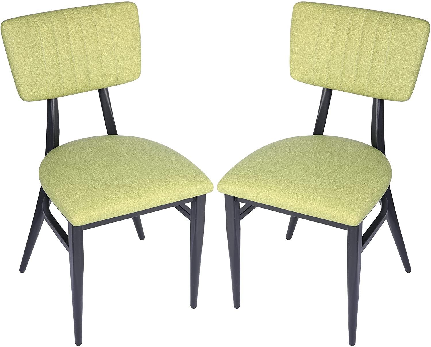 Mid-Century Set of 2 Modern Dining Room Chair with Cushion Metal Frame Classy Kitchen Side Chair for Pub Coffee Shop Bistro, Green - Bosonshop
