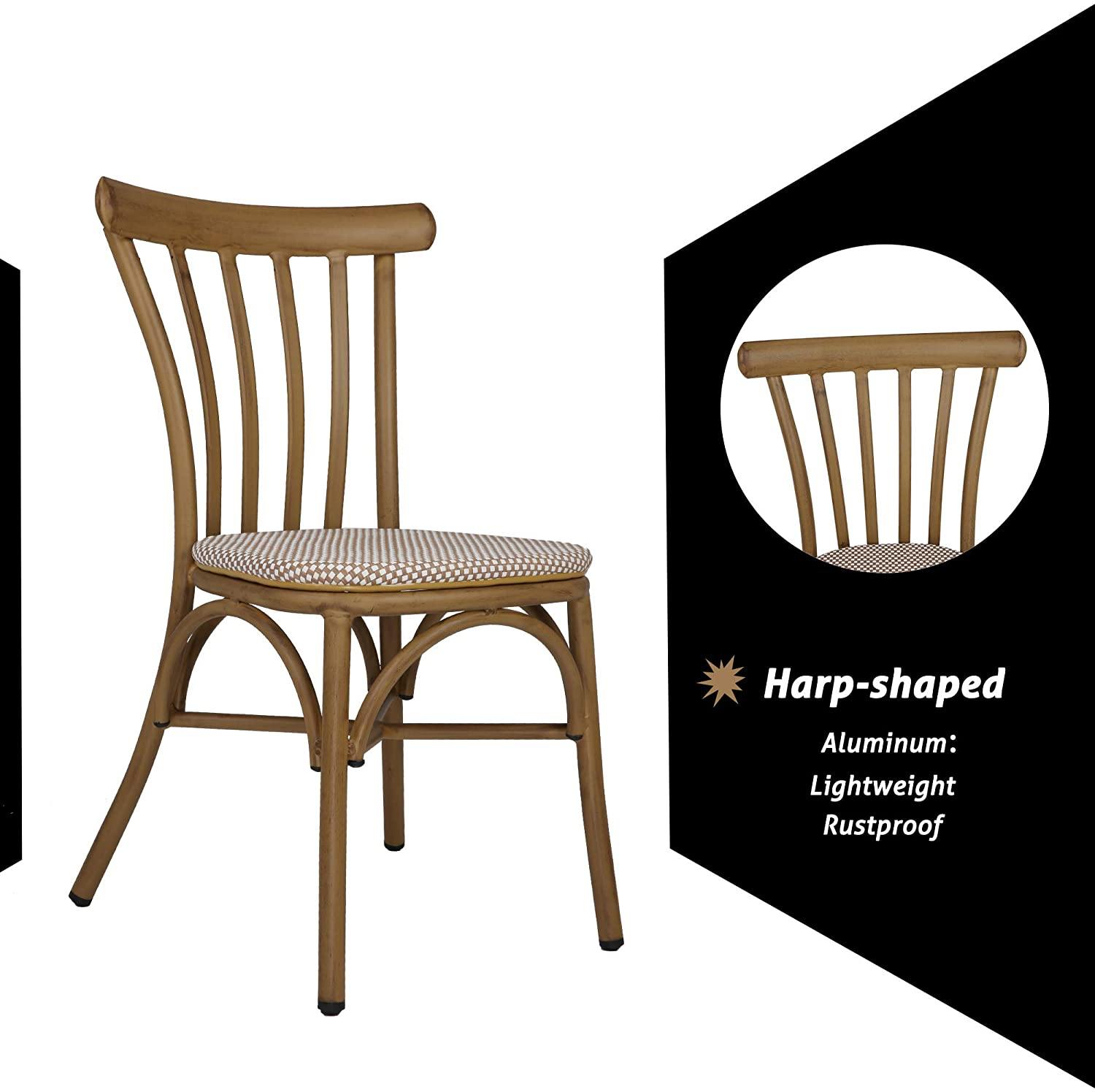 Dining Chairs Armless with Backrest Urban Style Kitchen Chairs Dining Bistro Cafe Aluminum Chairs Textile Fabric Seat - Bosonshop