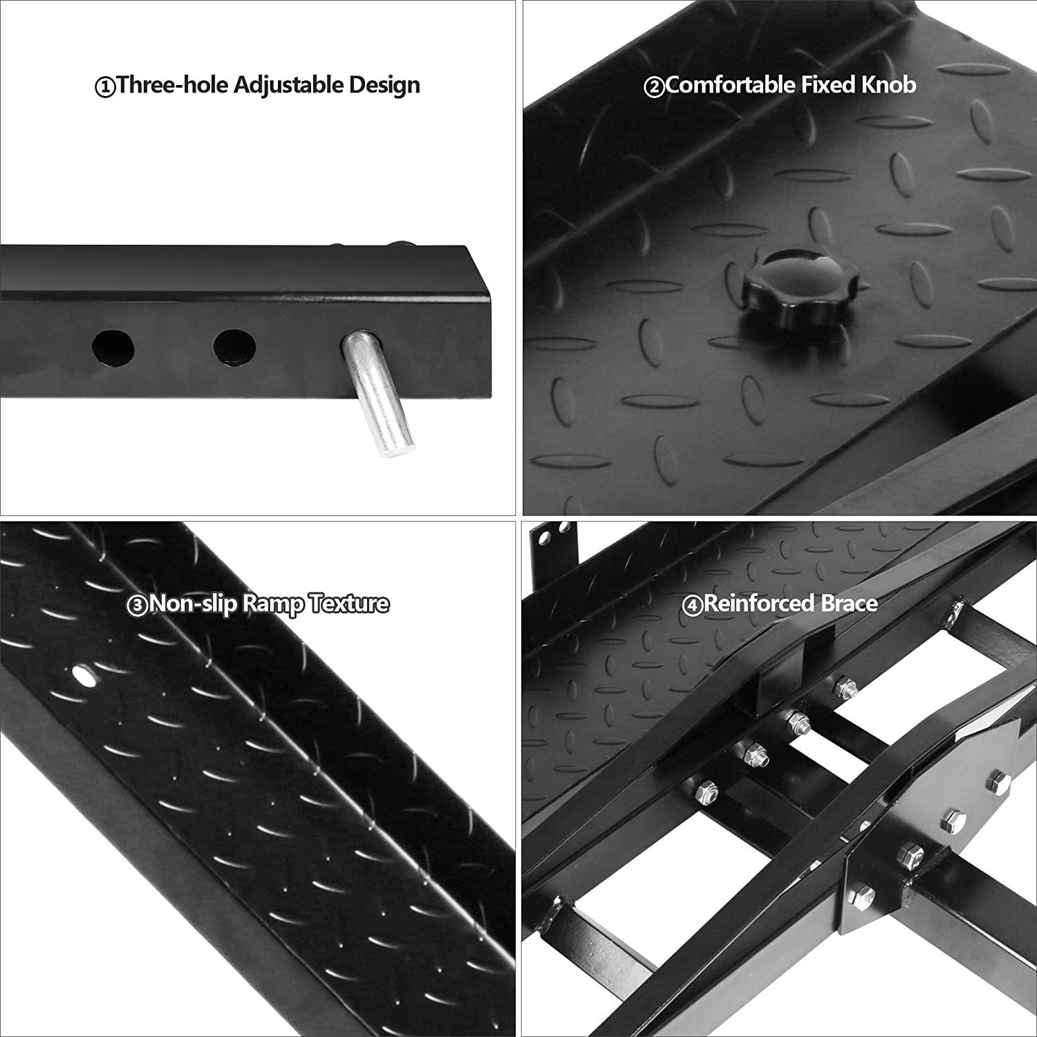 Motorcycle Carrier 500 LBS Hich Mounted, Heavy Steel Scooter Dirt Bike Carrier, Anti-tilt Locking, Stable Motorcycle Carrier Rack w/Ramp - Bosonshop