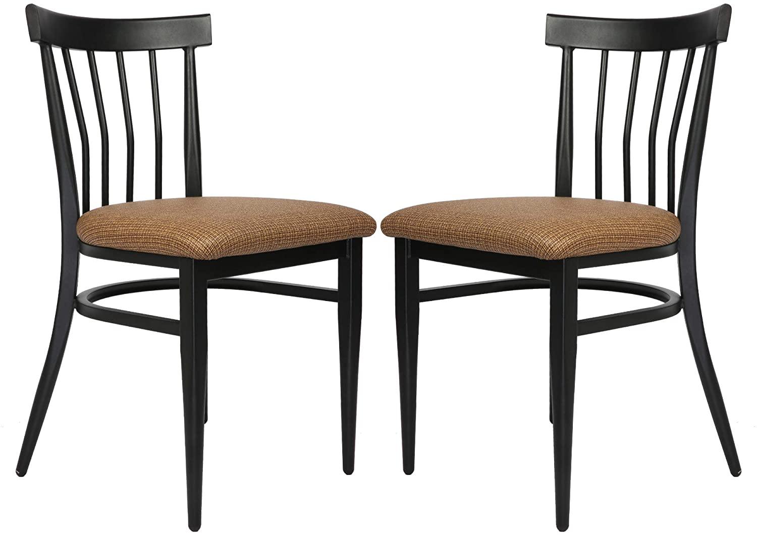Mid-Century Dining Chairs Set of 2, w/Comb Back & PU Leather Cushion, Rubber Iron Frame Chairs, Easy Assemble 450 LBS Load - Bosonshop