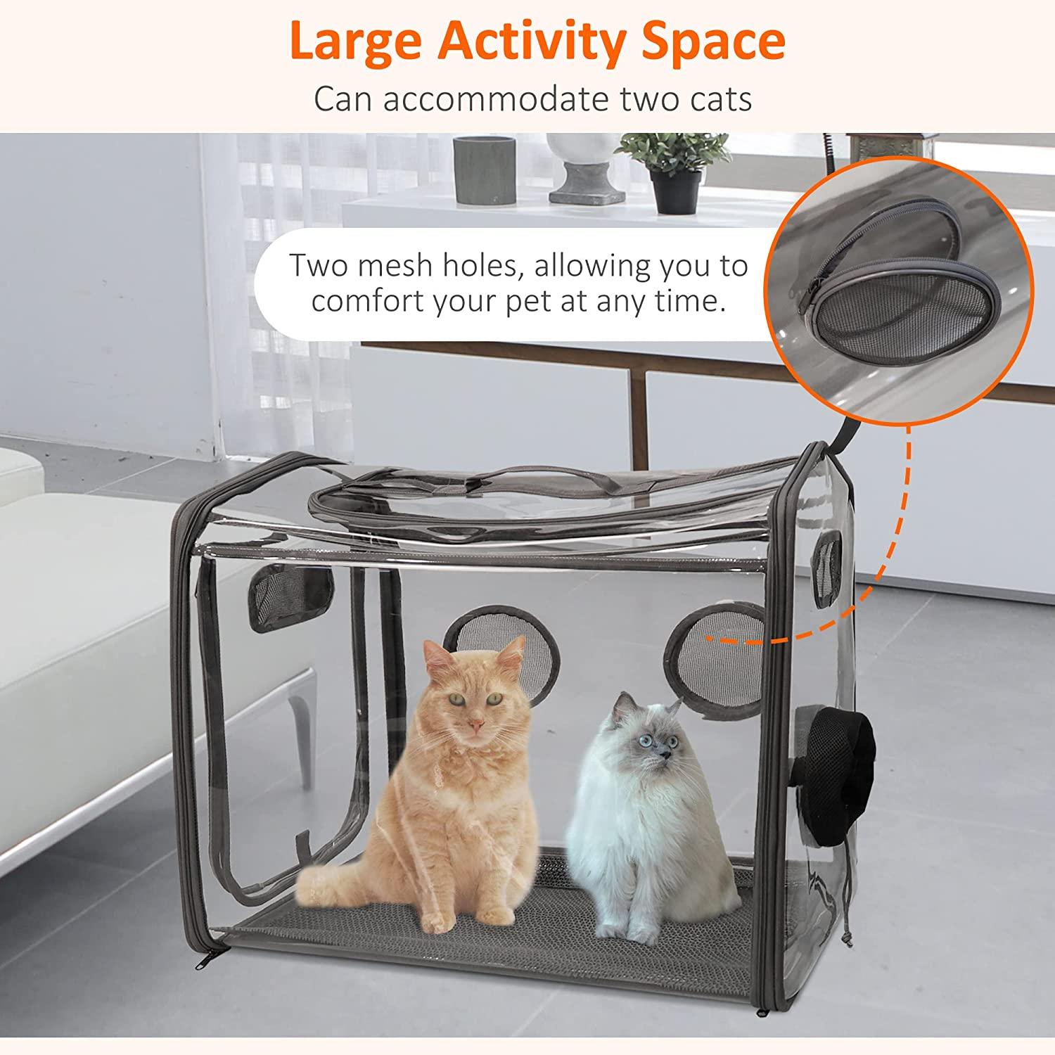 Pet Drying Box, Portable Cat Dryer Box, Foldable Pet Dryer Cage with Transparent PVC Material, Hands-Free, Dog Hair Drying Box - Bosonshop