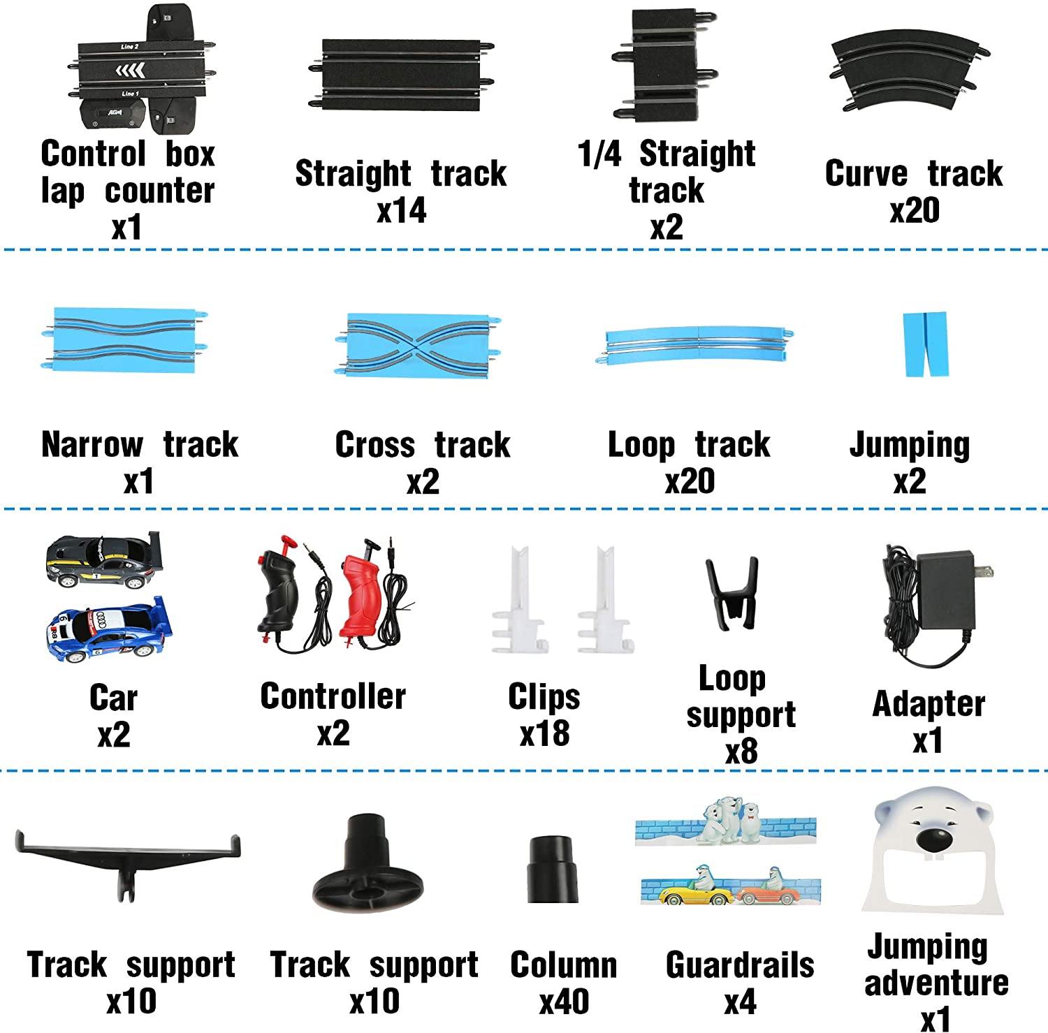 High-Speed Electric Powered Super Loop Speedway Slot Car Track Set with Two Cars for Dual Racing for Kids and Adult (28 ft) - Bosonshop