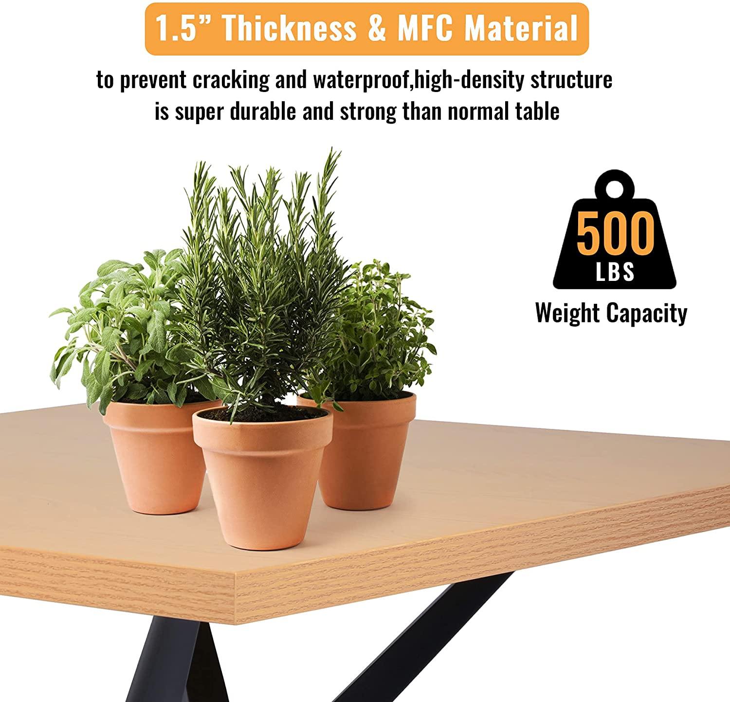 Dining Room Table Leisure Coffee Table with Metal Legs for Cafe Bar, Balcony Home, Living Room - Bosonshop