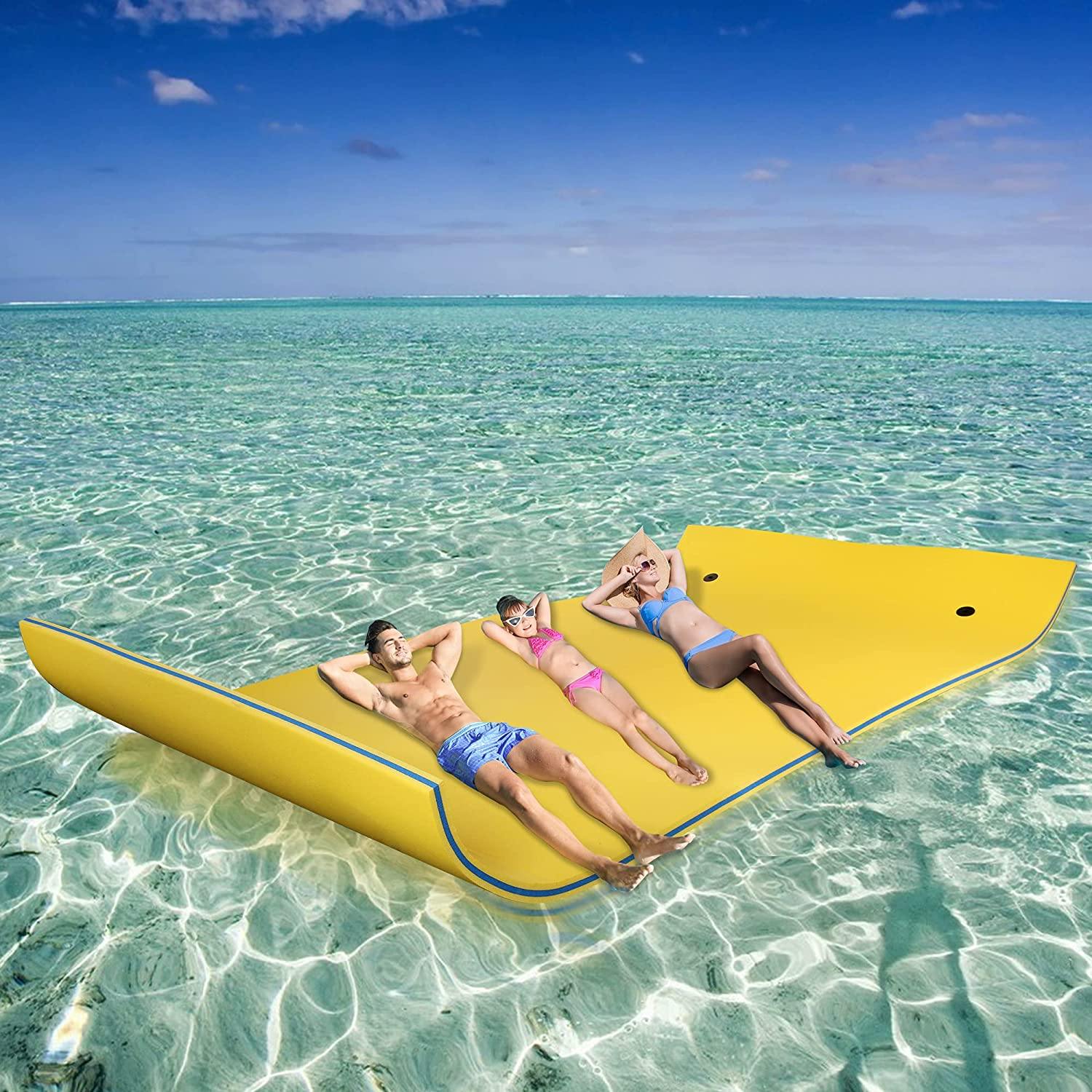 9' x 6' Foam Floating Roll-Up Pool Float Pad 3 Layer Island Water Pad Swim Mat for Playing, Relaxing and Recreation - Bosonshop