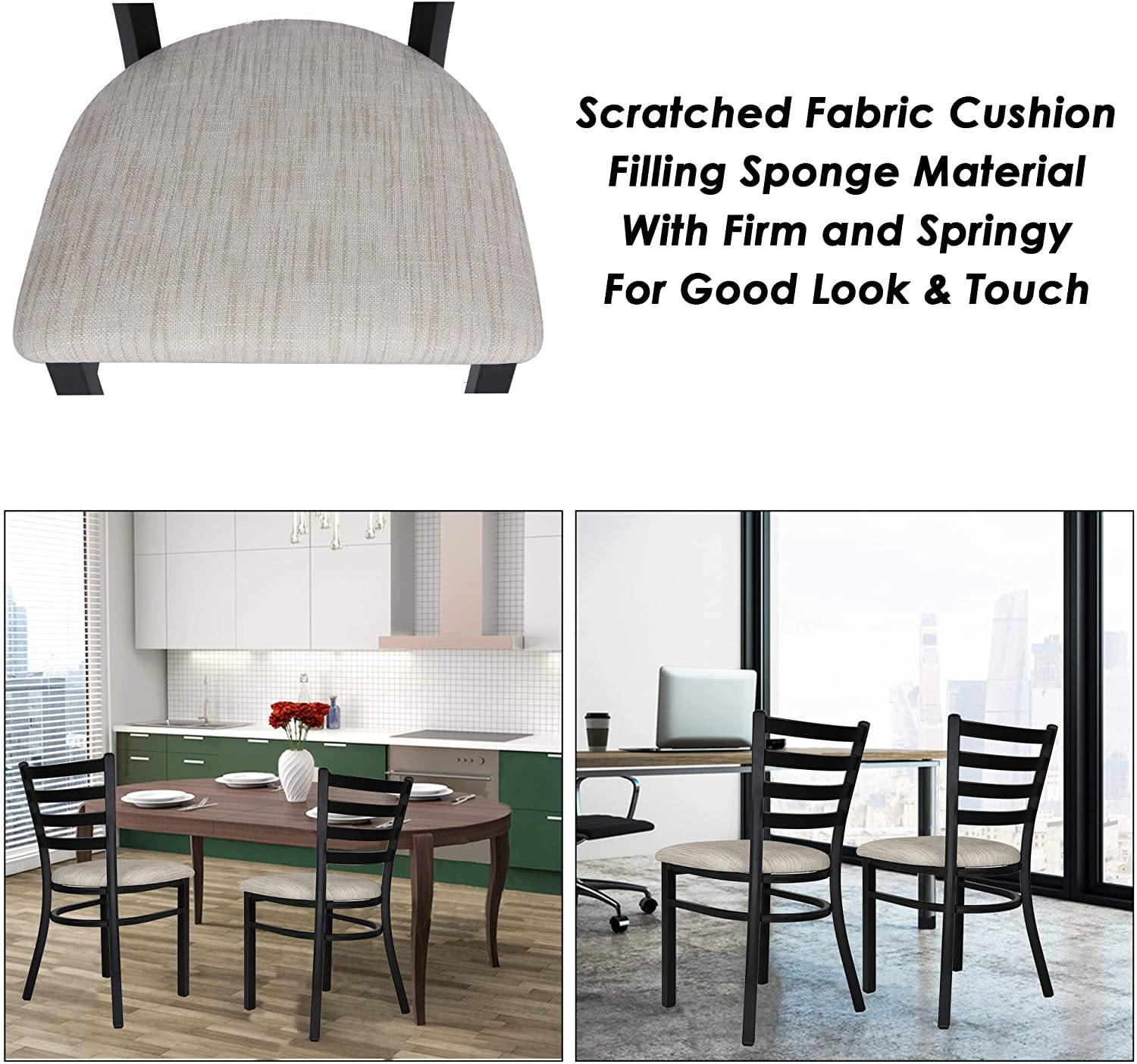 Mid-Century Modern Dining Room Chair With White Seat Set of 2 With Ergonomic Curved Back Metal Frame Classy Kitchen Side Chair - Bosonshop