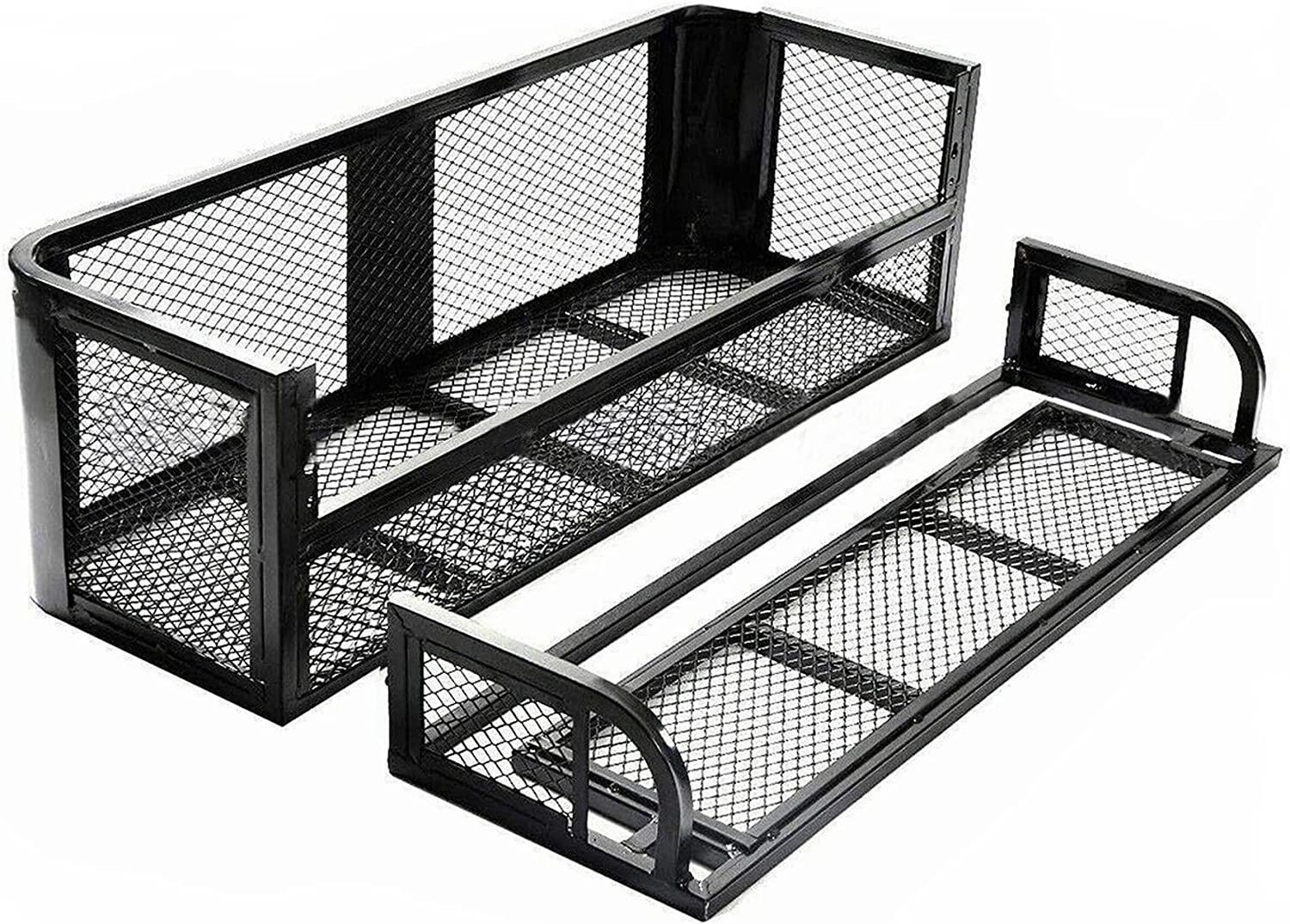 41"L x 14"W x 12.4"H ATV Rear Drop Basket Rack Universal Cargo Basket, Heavy Duty Protective Rail Rim - Bosonshop