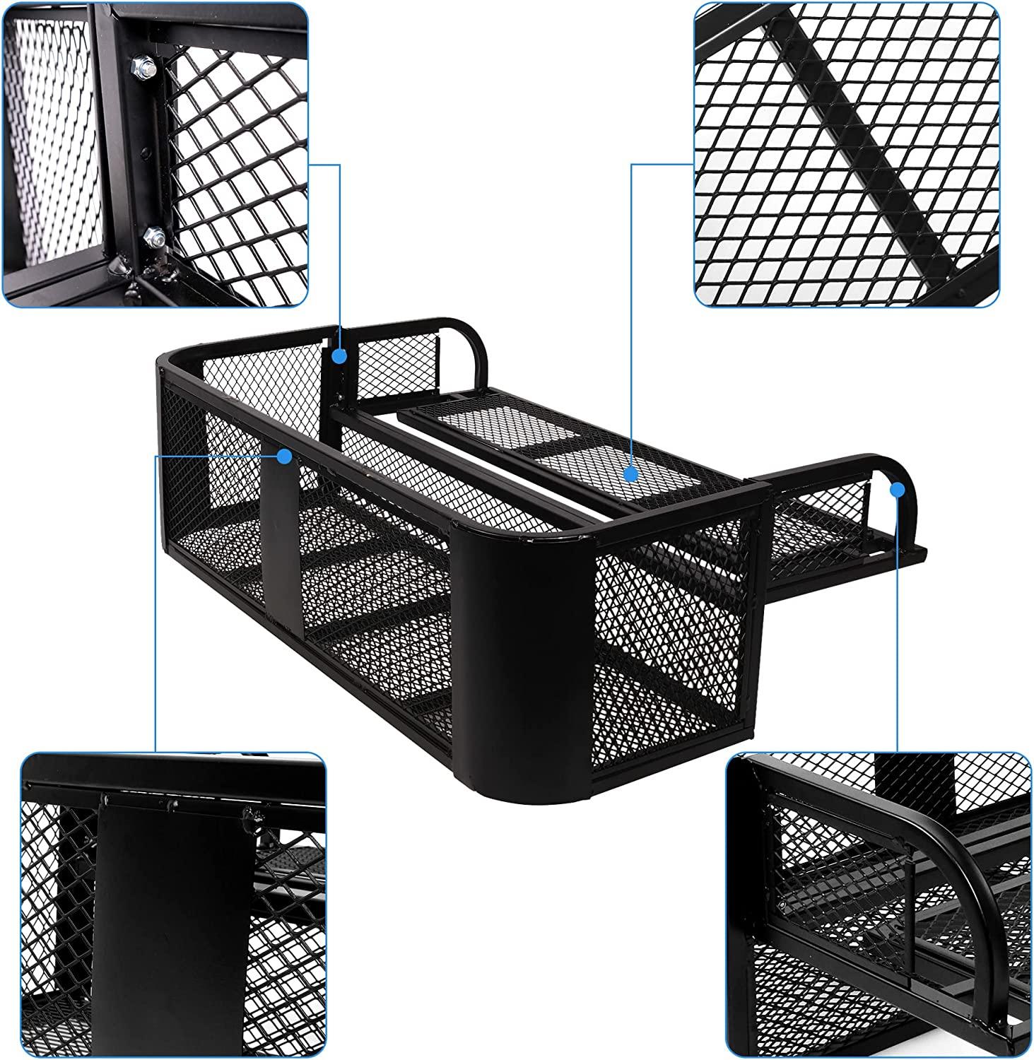 41"L x 14"W x 12.4"H ATV Rear Drop Basket Rack Universal Cargo Basket, Heavy Duty Protective Rail Rim - Bosonshop
