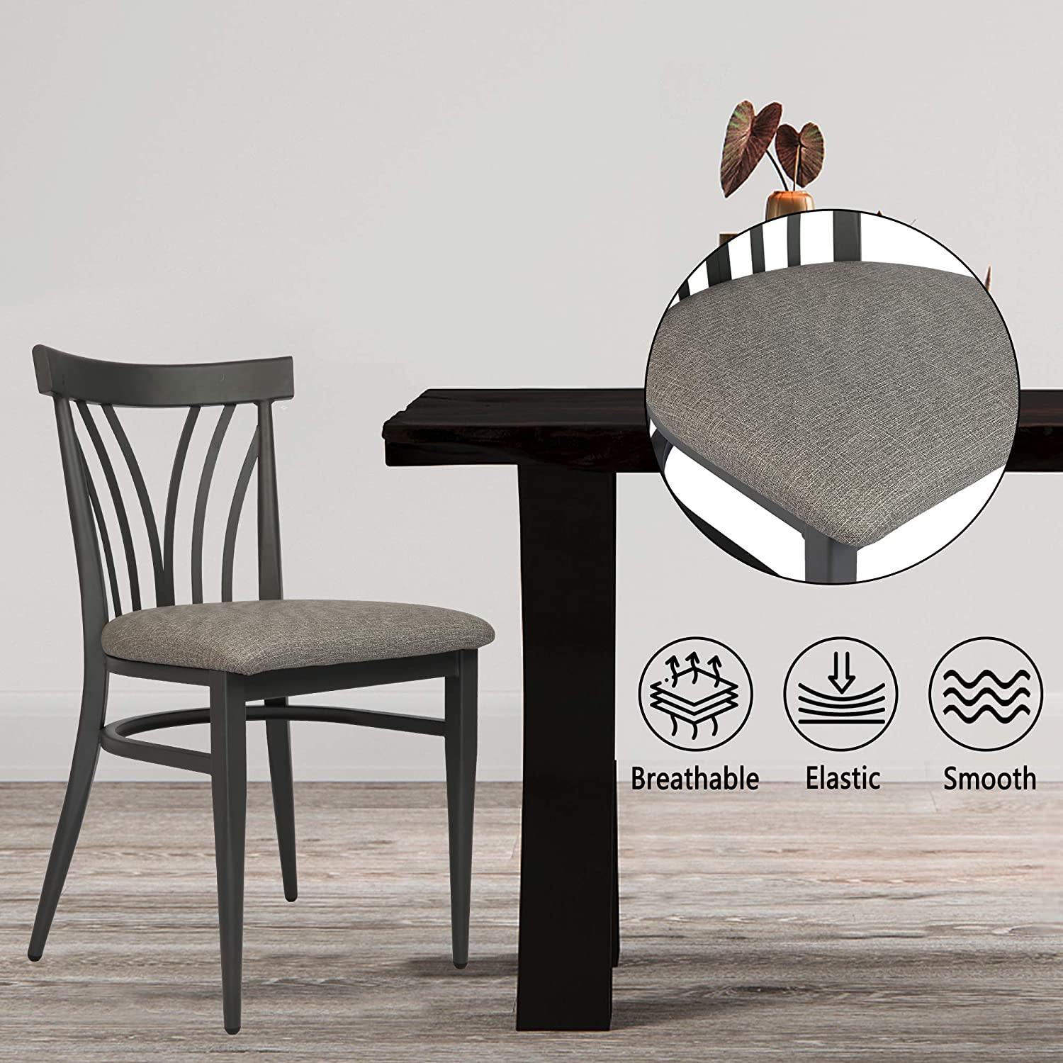 Mid-Century Modern Dining Room Chair Set of 2 with Ergonomic Curved Back Metal Frame Classy Kitchen Side Chair Fully - Bosonshop