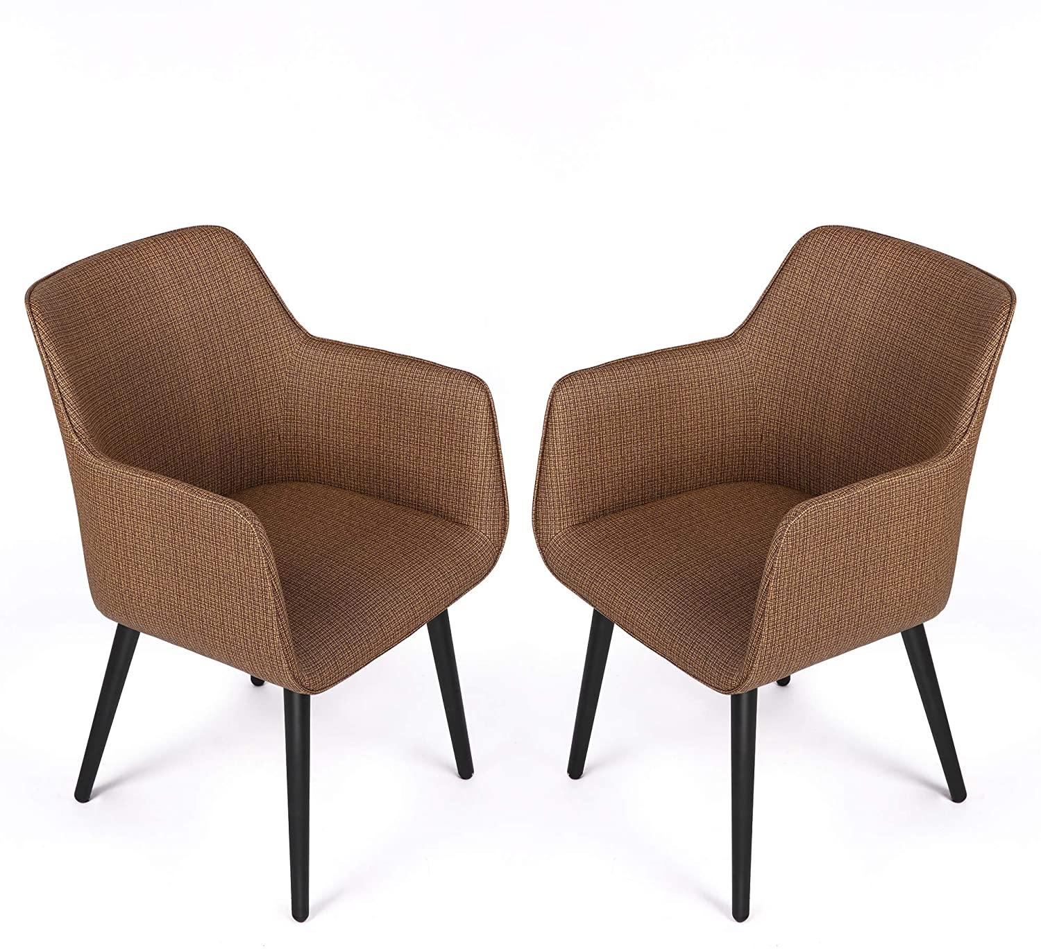 Classic Dining Chair Home Office Chair Modern Style Family Leisure Chair with Stainless Steel Legs, PU Leather High Back Side Chair, Coffee - Bosonshop