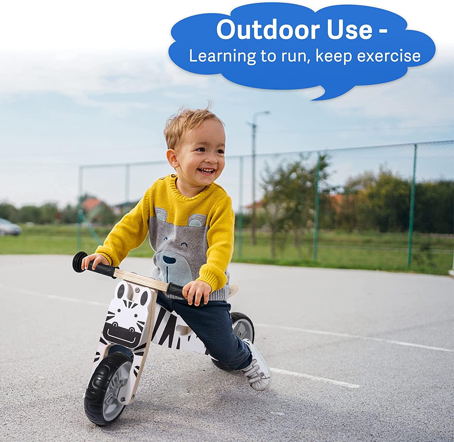 Kid 3 Wheels Wooden Police Running Balance Bicycle Toddler Toys Rides No-Pedal - Bosonshop