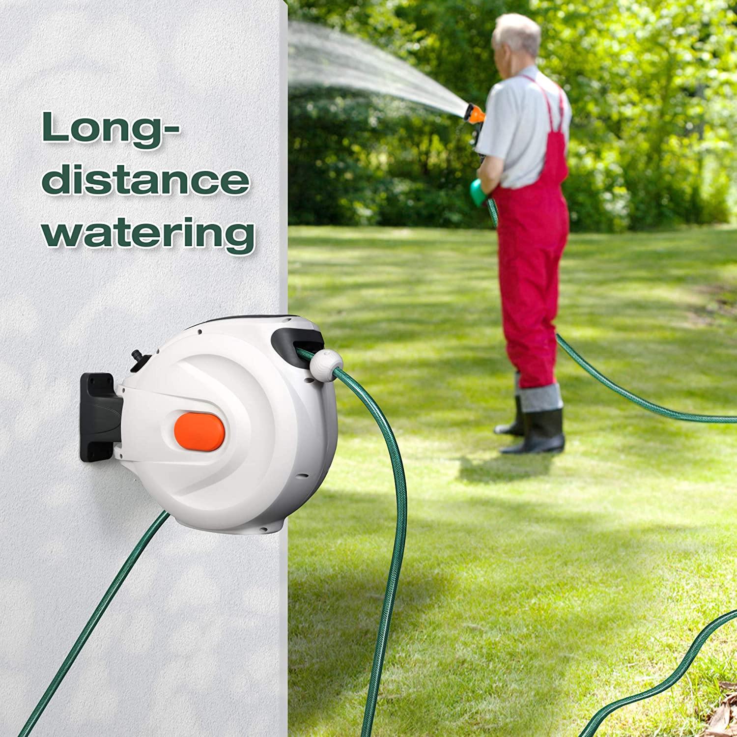 Garden Hose Reel 50 Feet Retractable Garden Hose Line Wall Mount Easy to Remove - Bosonshop