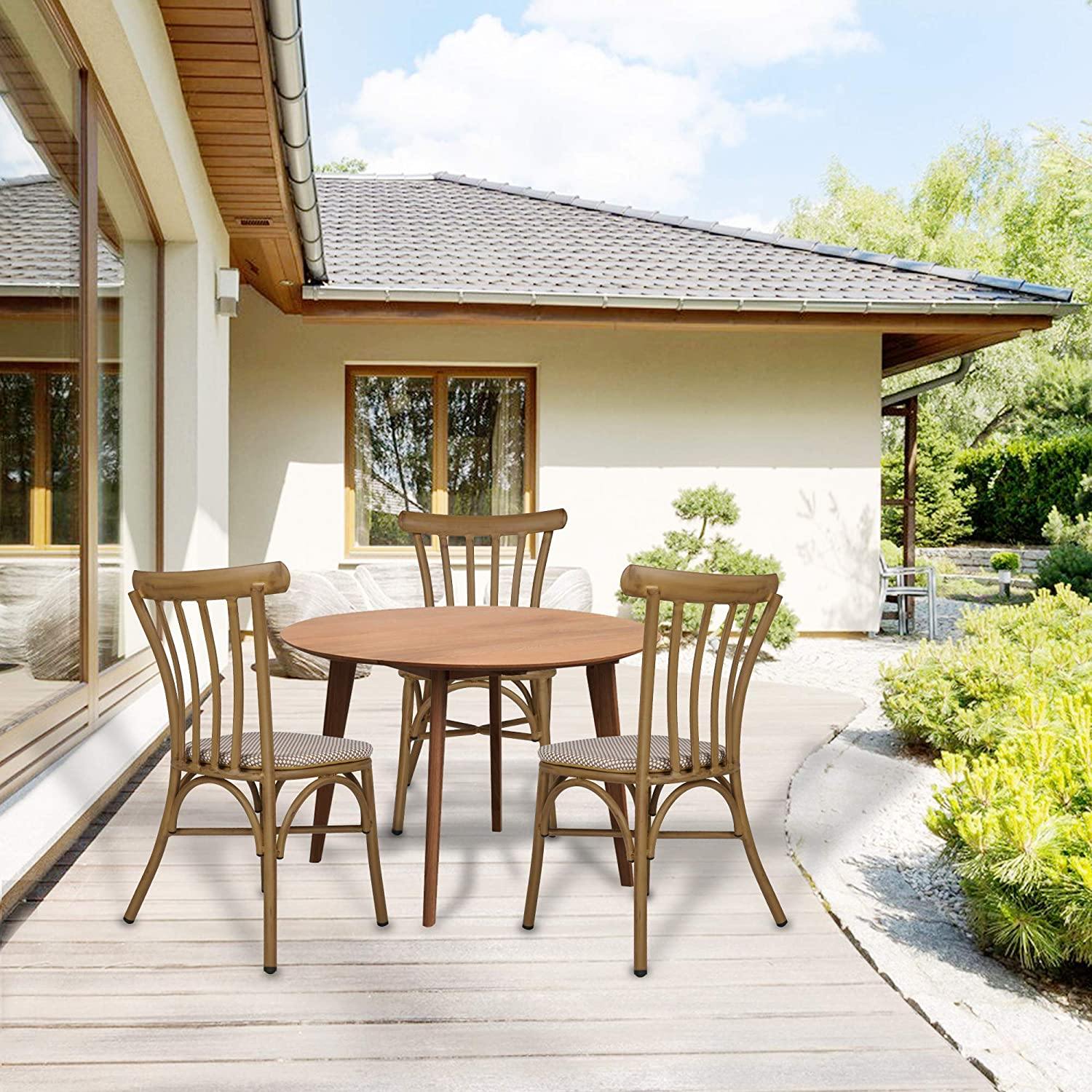 Dining Chairs Armless with Backrest Urban Style Kitchen Chairs Dining Bistro Cafe Aluminum Chairs Textile Fabric Seat - Bosonshop