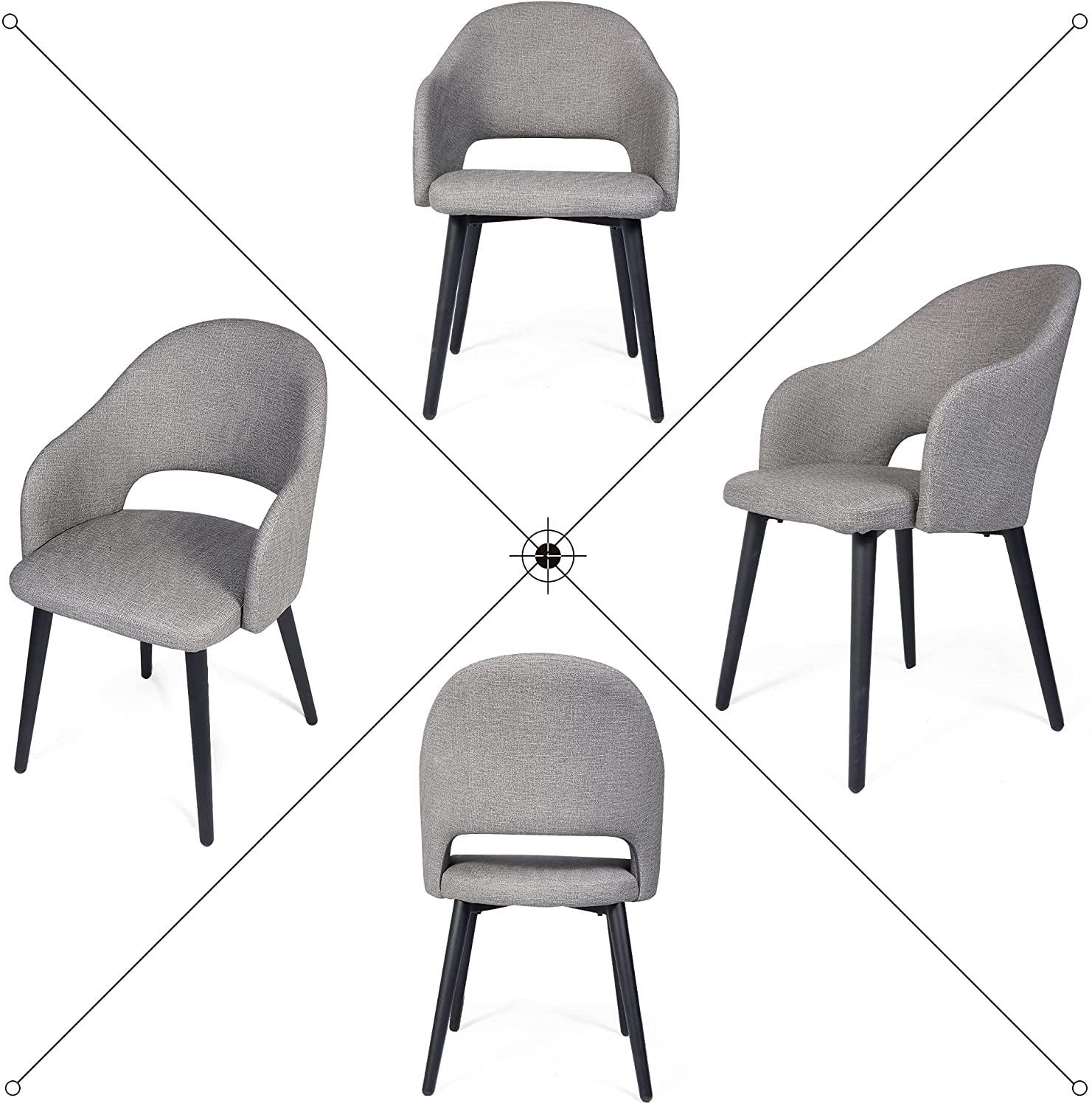 Set of 2 Living Room Accent Chairs Comfortable Dining Chair with Fire Retardant & Water Repellent Vinyl Leather Seat, Grey - Bosonshop