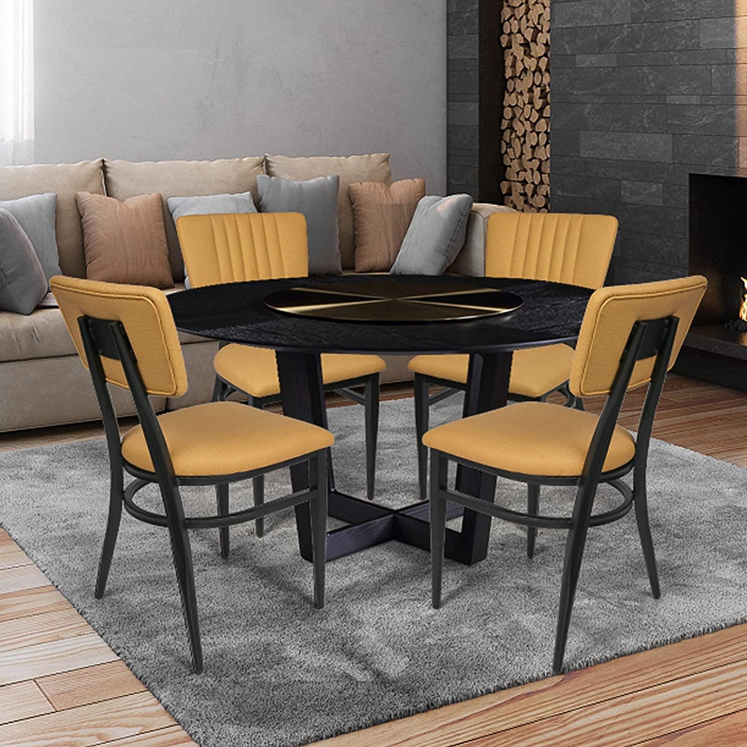 Set of 2 Mid-Century Modern Dining Room Chair with Cushion Metal Frame Classy Kitchen Side Chair for Pub Coffee Shop, Orange - Bosonshop