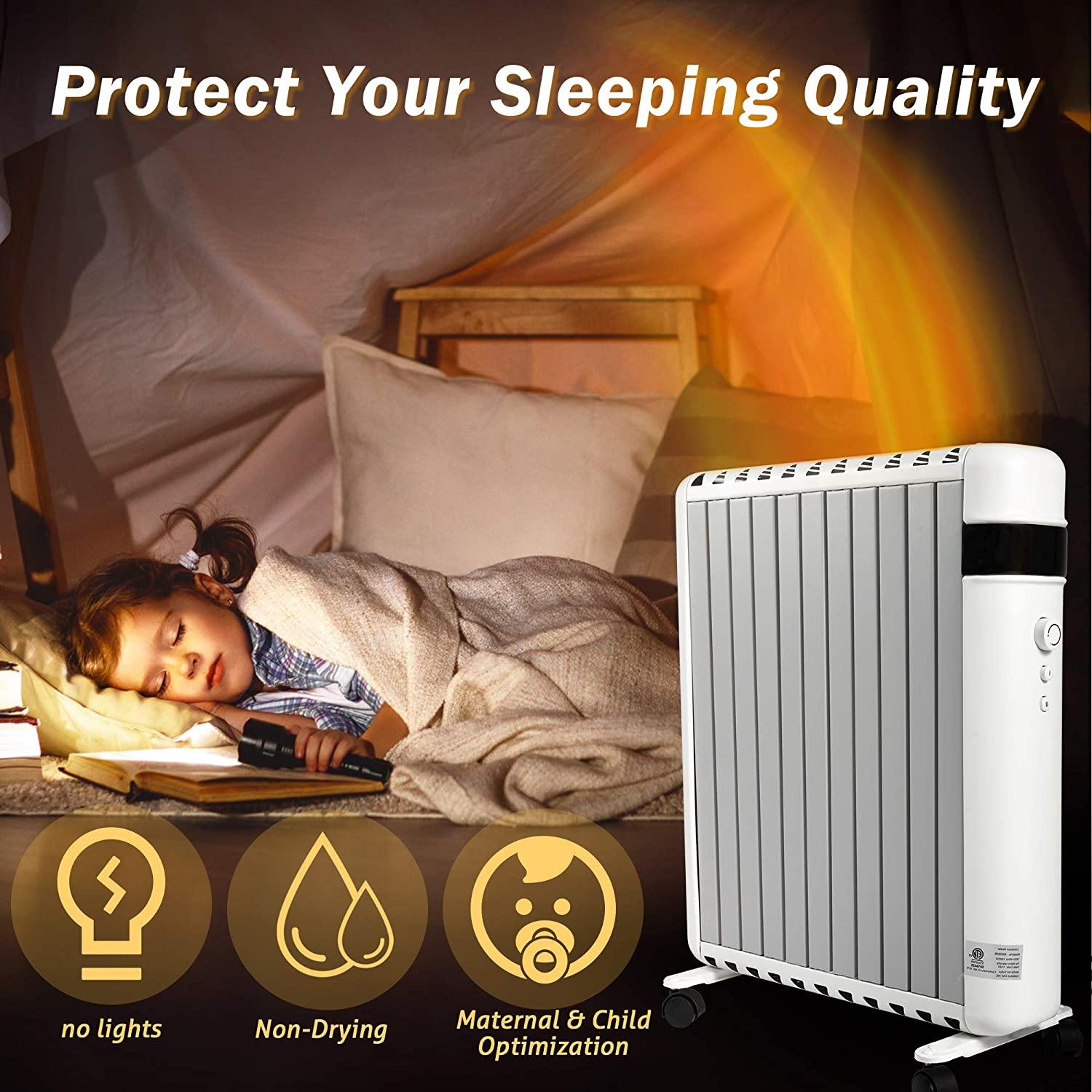 1500W Portable Space Heaters Adjustable Thermostat Room Heater with 2 Heat Modes and Wheels Overheat Protection for Indoor Use (no spot) - Bosonshop