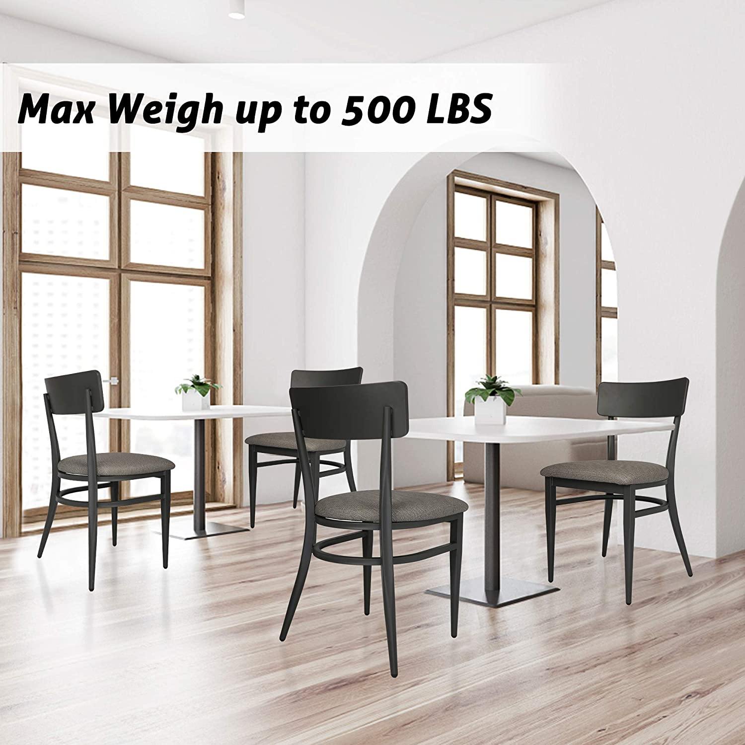 Set of 2 Dining Chairs, Metal Chair w/Simple Curved Back & PU Leather Cushion, 500 LBS Capacity Stable Chair for Dining Room - Bosonshop