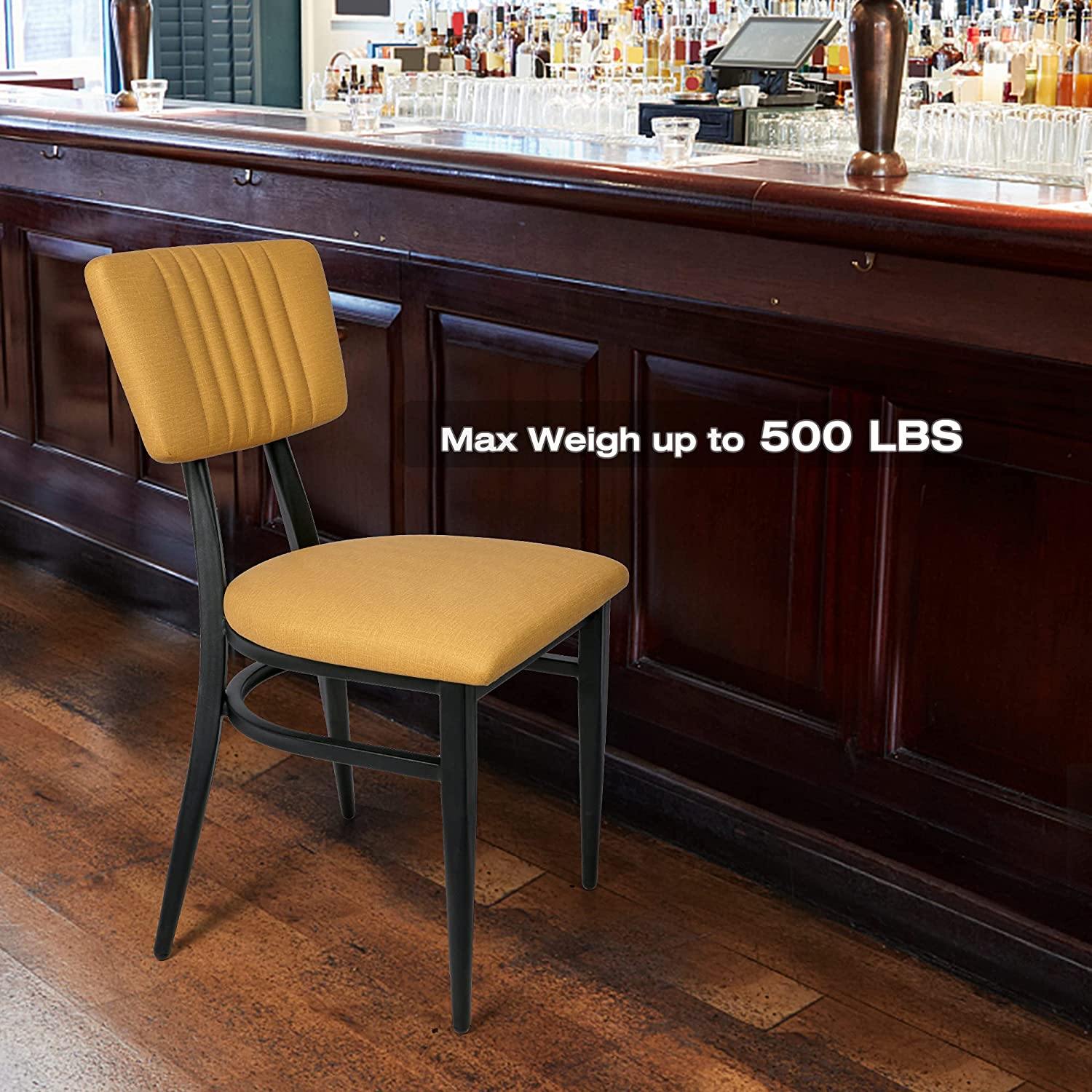 Set of 2 Mid-Century Modern Dining Room Chair with Cushion Metal Frame Classy Kitchen Side Chair for Pub Coffee Shop, Orange - Bosonshop