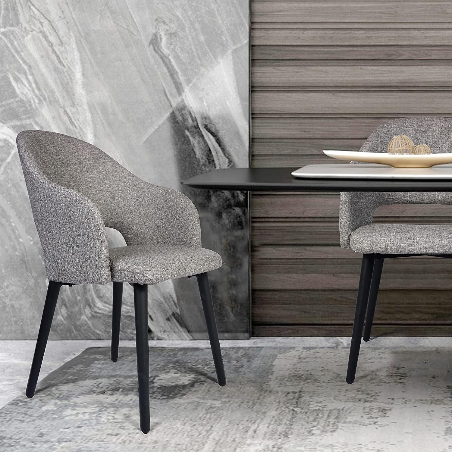 Set of 2 Living Room Accent Chairs Comfortable Dining Chair with Fire Retardant & Water Repellent Vinyl Leather Seat, Grey - Bosonshop