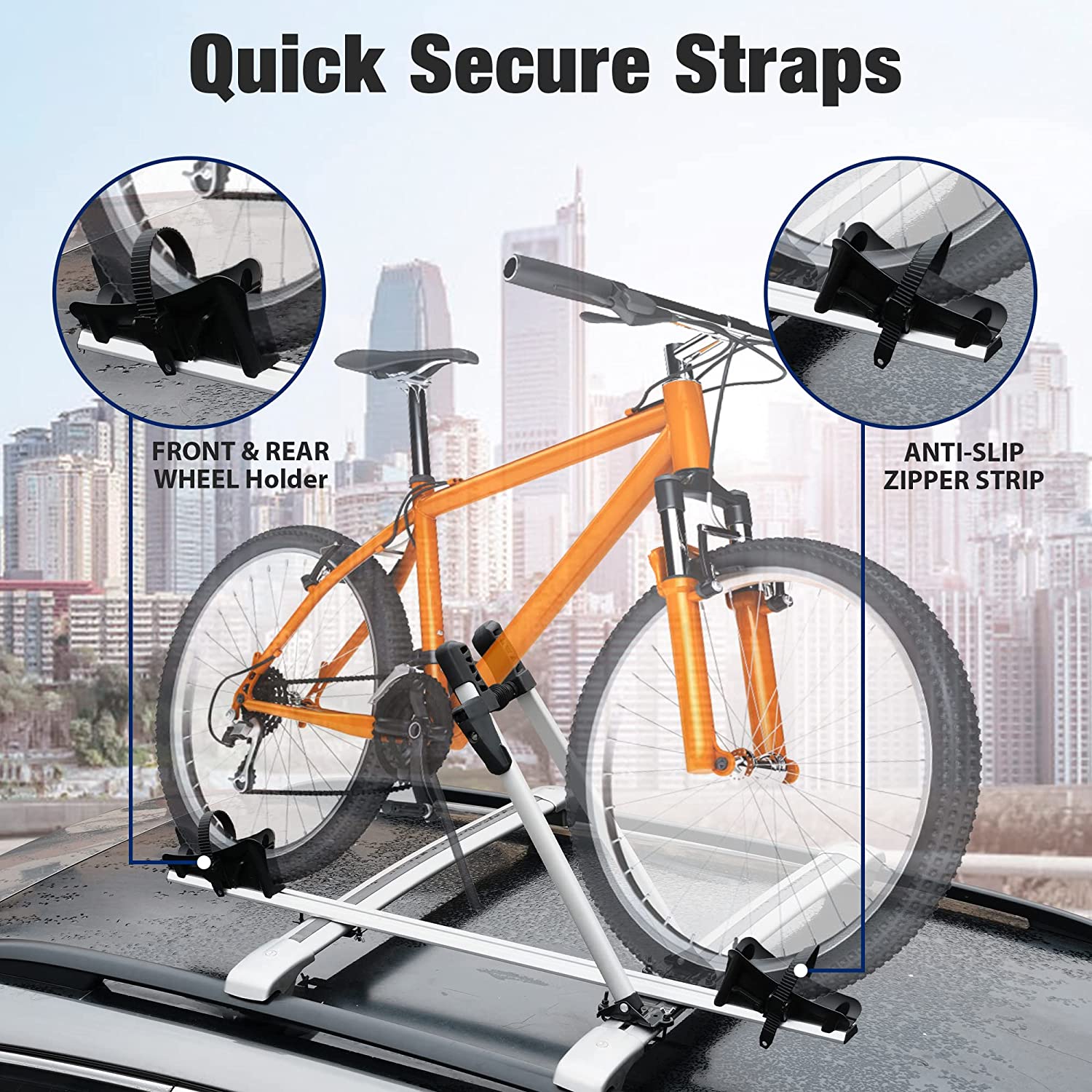Upright Roof Mount Bike Rack Aluminum Bicycle Carrier for Roof Racks with Locking System for Cars SUVs - Bosonshop