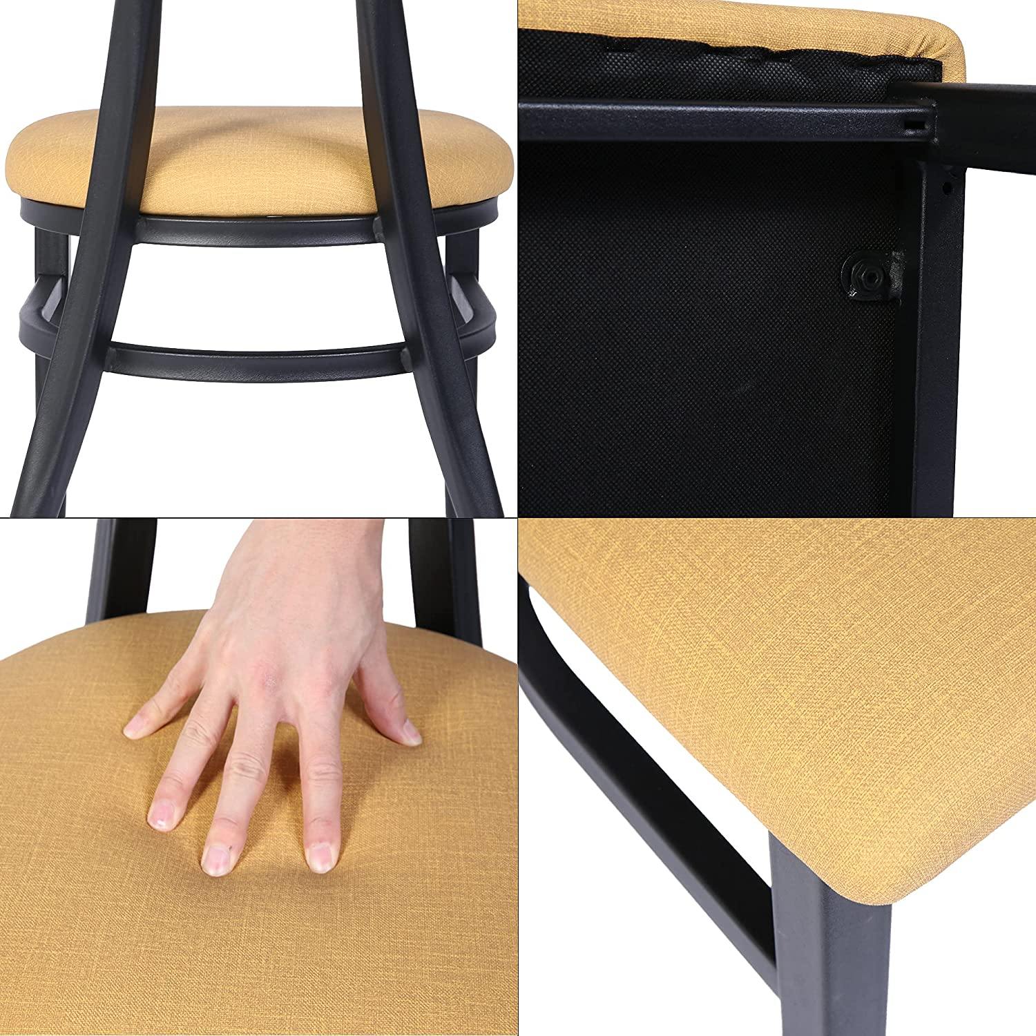 Set of 2 Mid-Century Modern Dining Room Chair with Cushion Metal Frame Classy Kitchen Side Chair for Pub Coffee Shop, Orange - Bosonshop