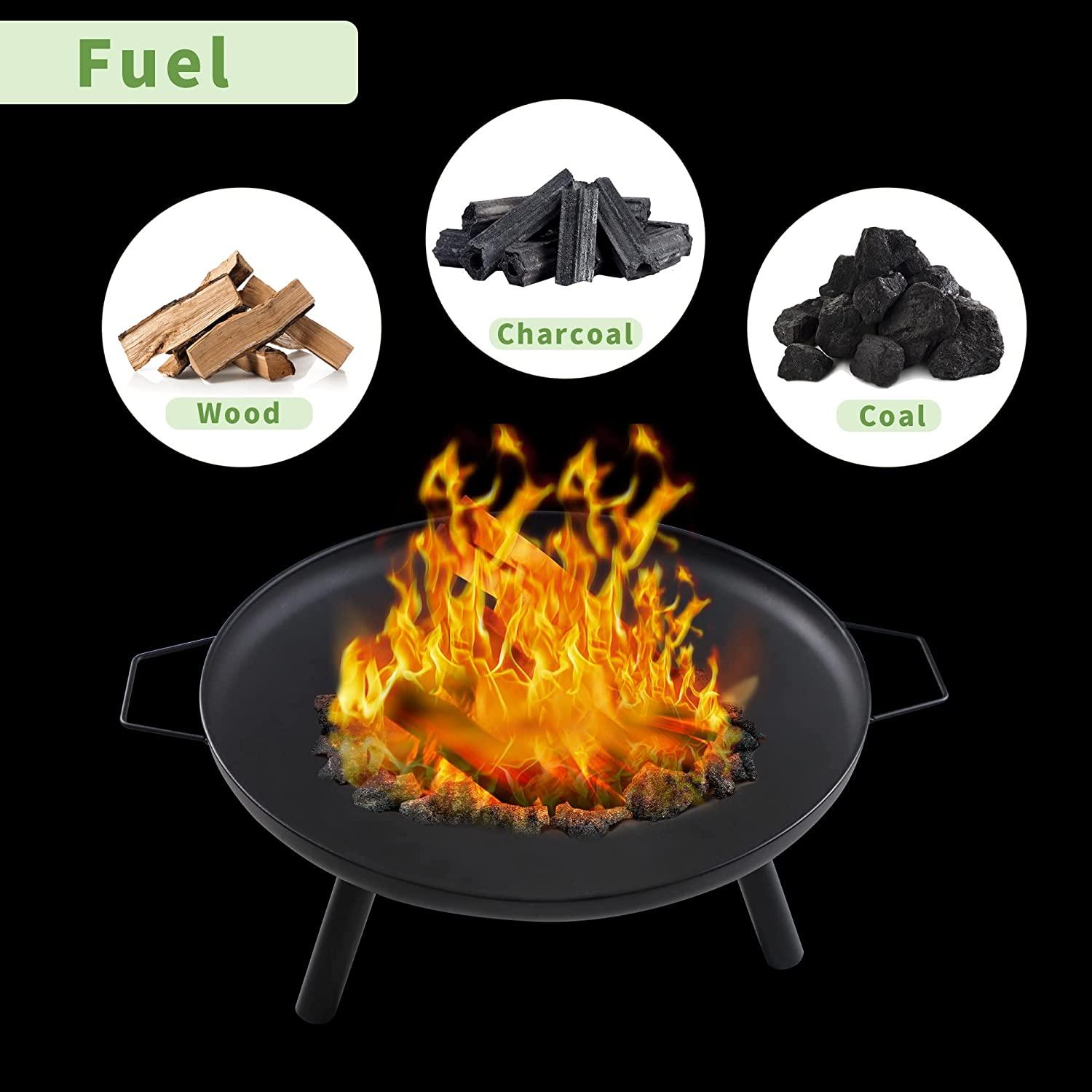 Outdoor Wood Burning Fire Bowl Easy Assembly Fireplace with Portable Poker and Grate for Camping Patio Backyard Beach Picnic - Bosonshop