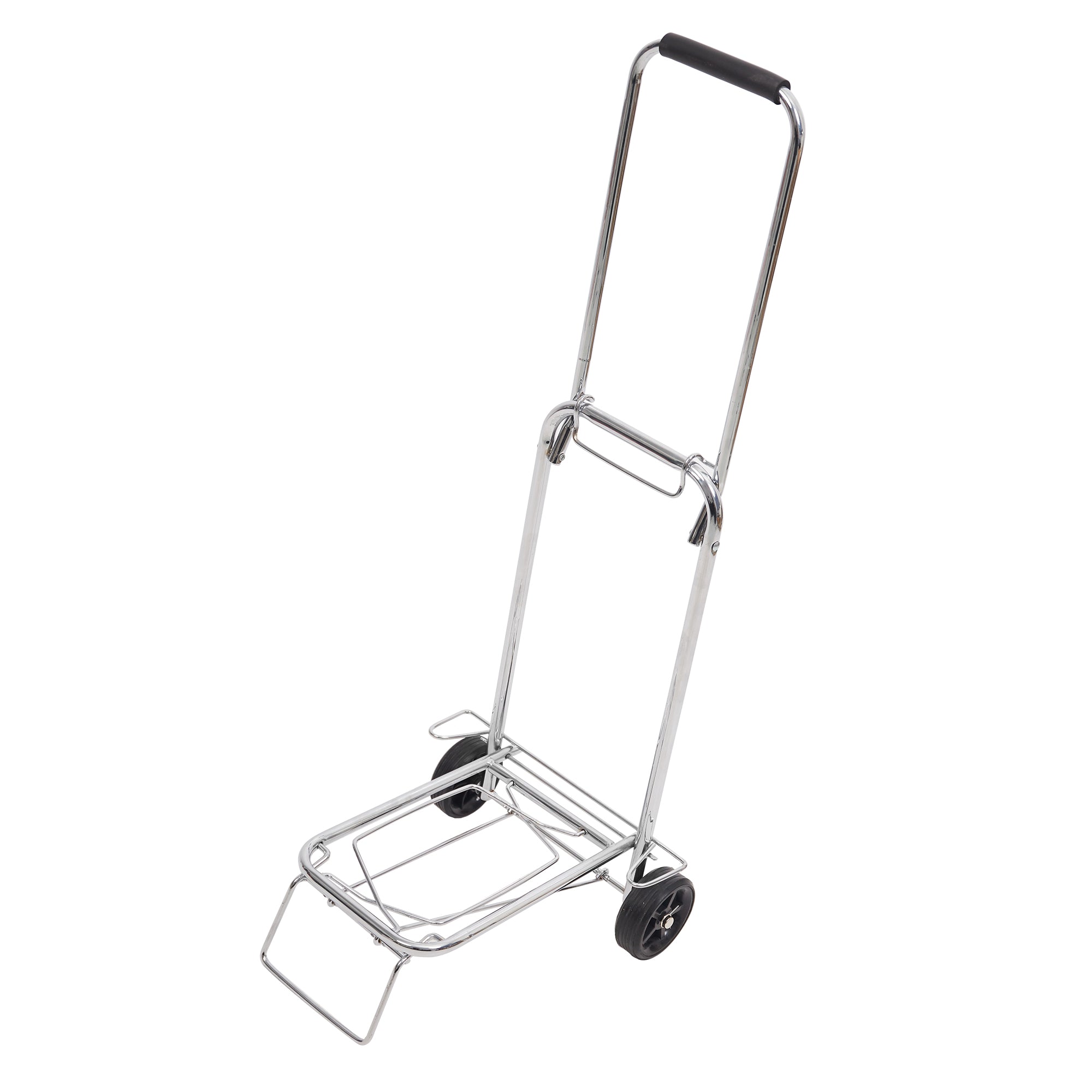 Bosonshop Aluminum Folding Hand Truck Portable Fold Up Dolly with Wheels for Indoor Outdoor Travel Shopping Office, 55lbs (Sliver)