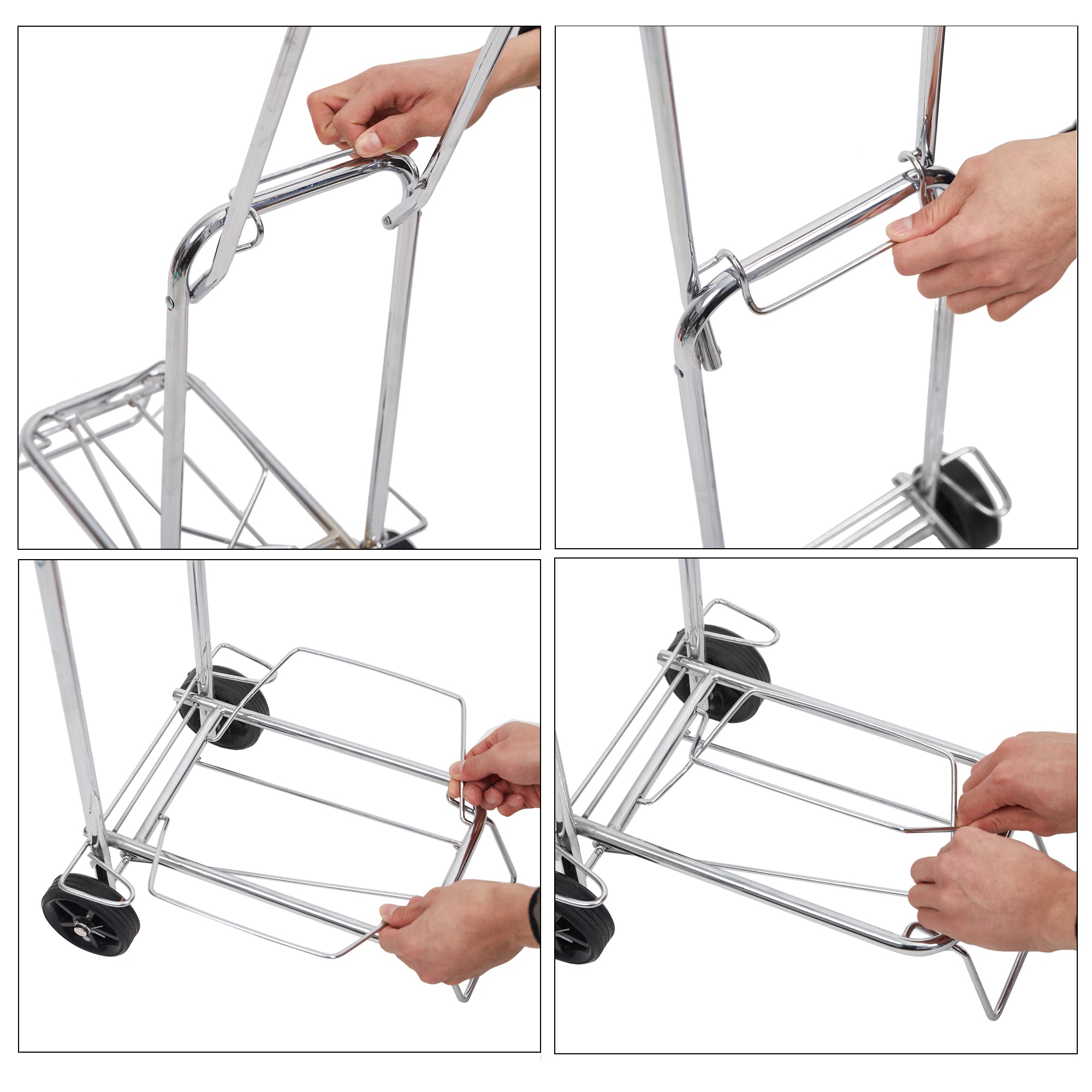 Bosonshop Aluminum Folding Hand Truck Portable Fold Up Dolly with Wheels for Indoor Outdoor Travel Shopping Office, 55lbs (Sliver)