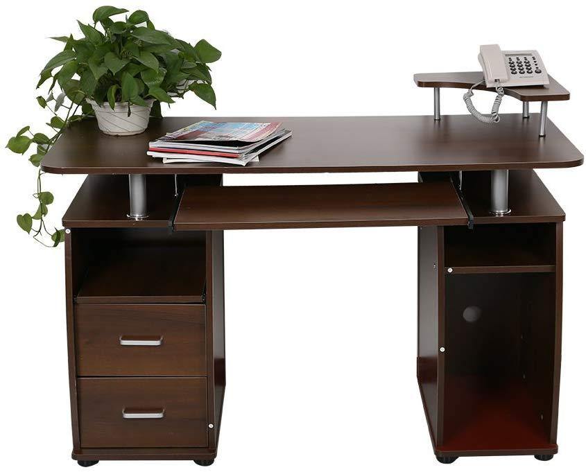 Desktop Computer Desk with Spacious Desktop Workspace Great for Your Home Office Pull-Out Keyboard Tray and Drawers - Bosonshop