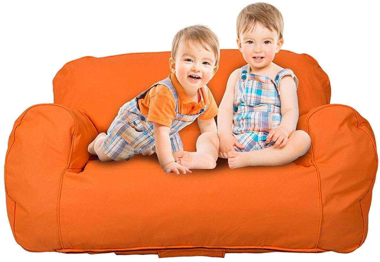 Bosonshop Kids Bean Bag Chair Self-rebound Sponge Double Children Lounger Sofa Bean Bags Seats for Toddlers Orange