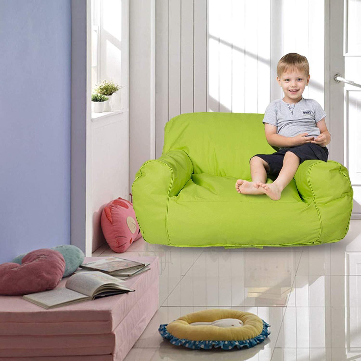 Bosonshop Mini Lounger Sofa, Bean Bag Chair Self-Rebound Sponge Double Child Seat - 35.4" x 19.7" x 19.7" Green