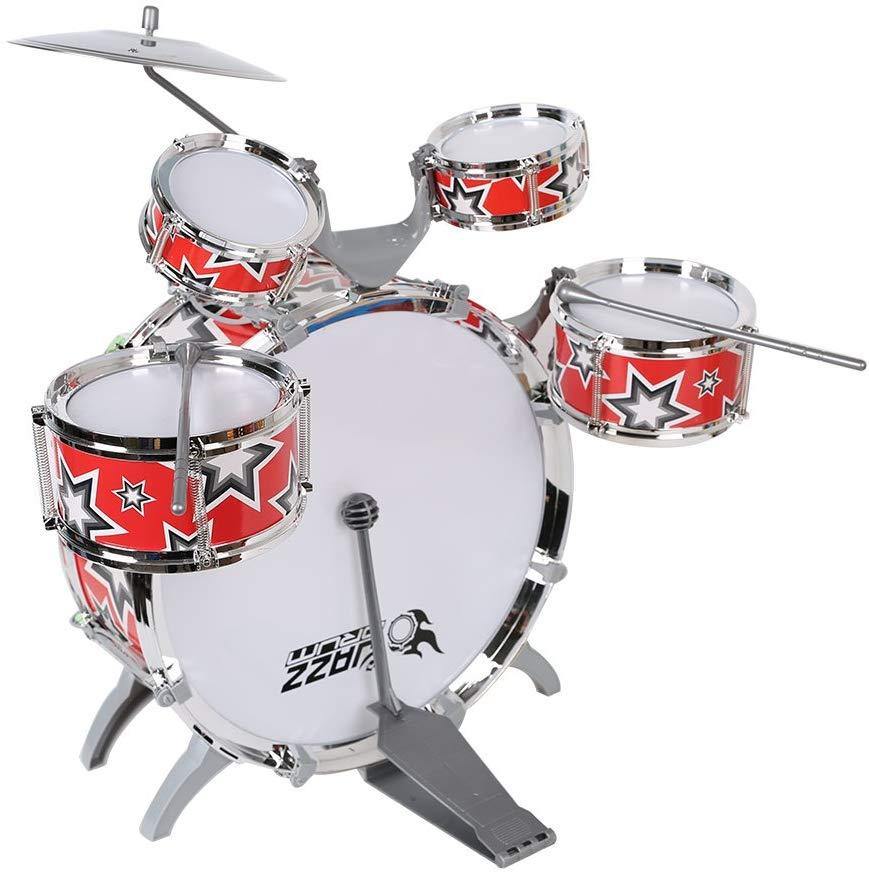 Bosonshop Kid's Jazz Musical Instrument Drum Play Set with 5 Drums and 1 Chair