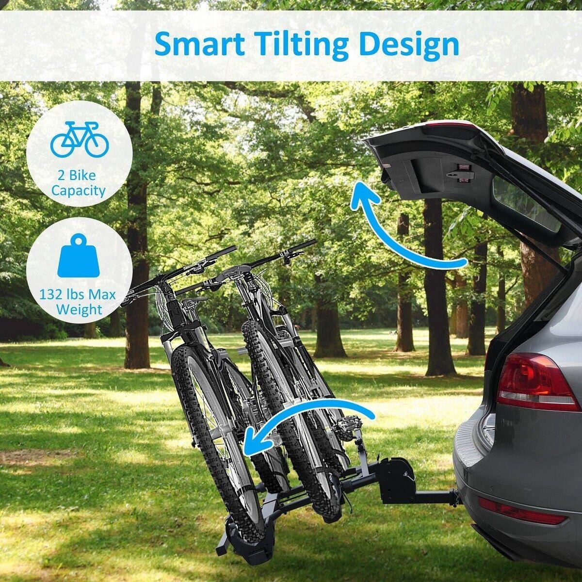 2 Bike Carrier Rack Hitch Mount Tilt Down Design Load 132LB for Car SUV - Bosonshop