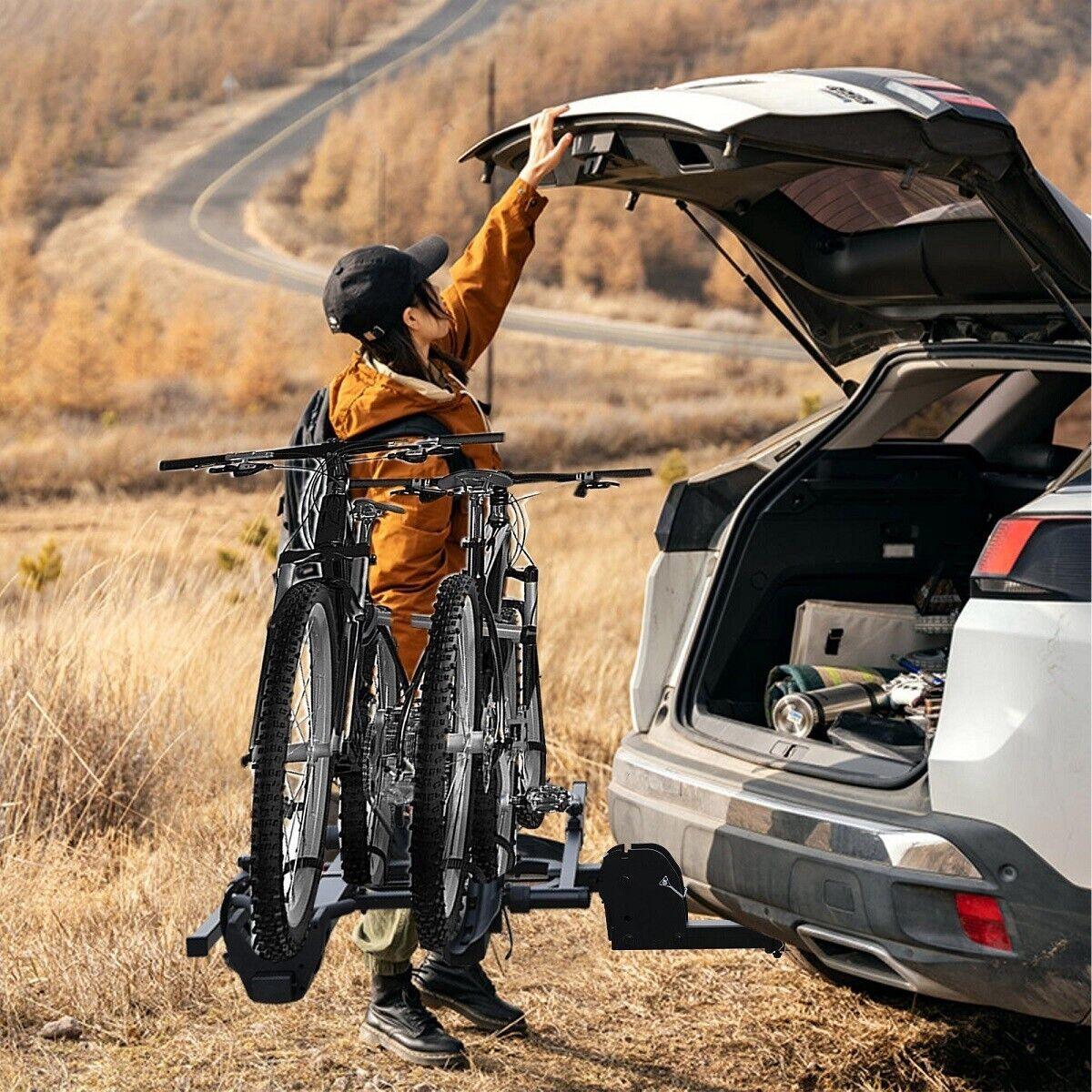 2 Bike Carrier Rack Hitch Mount Tilt Down Design Load 132LB for Car SUV - Bosonshop