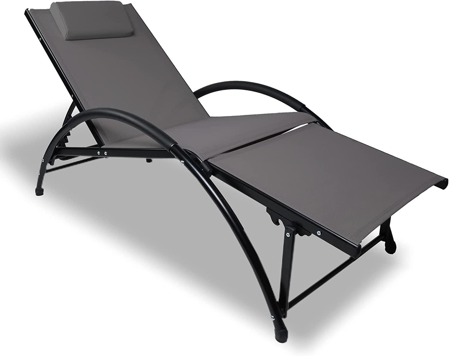 Outdoor Tanning Reclining Chairs Chaise Lounge Chair Recliners Lounger with Pillow & Armrest - Bosonshop