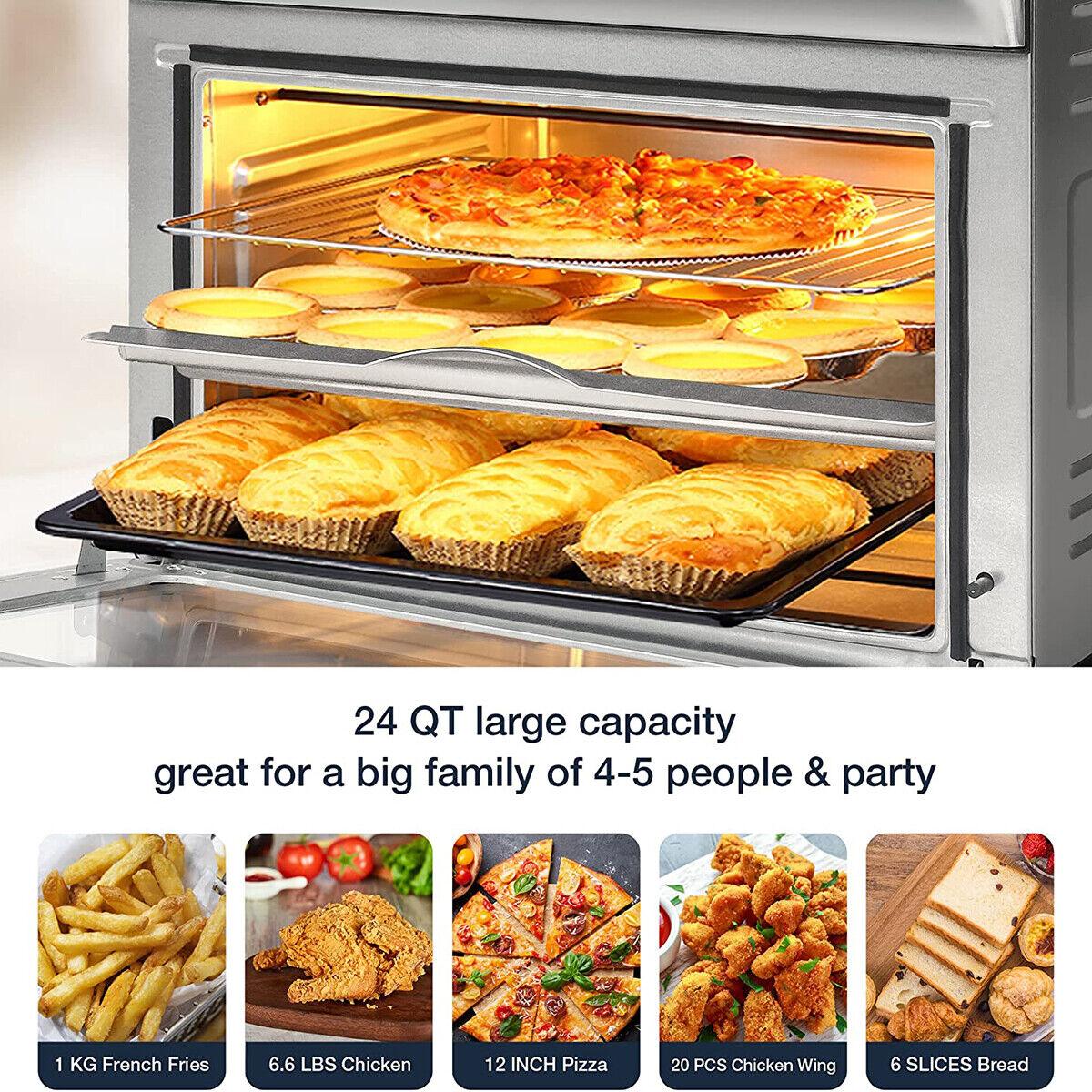 10-In-1 Air Fryer Toaster Oven, 24 QT Convection Countertop Oven Combination w/ 6 Accessories, Stainless Steel Finish, 1700W - Bosonshop