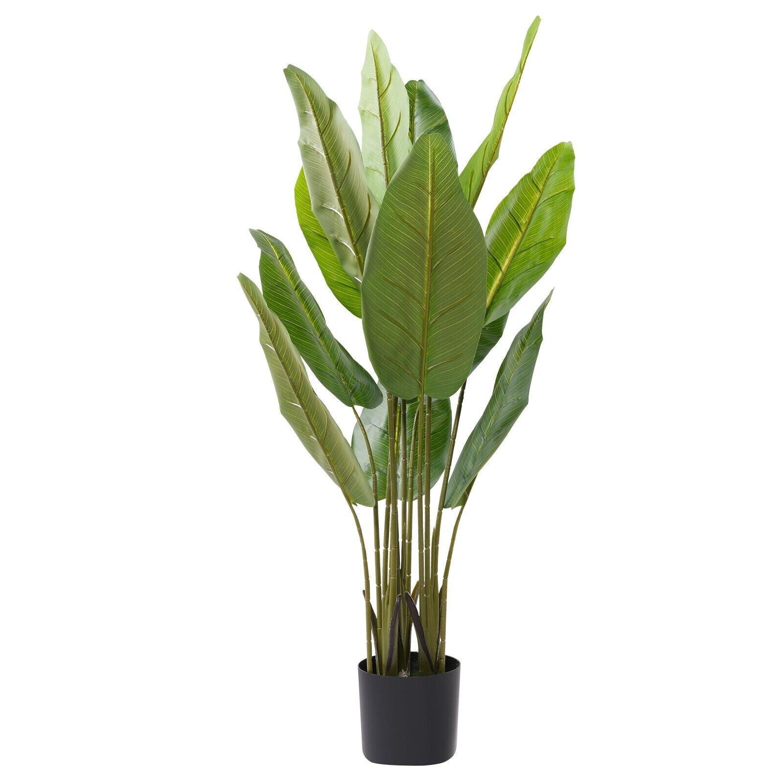 5' Faux Potted Bird of Paradise Plant with 12 Decorative Leaves Faux Plant with Pot - Bosonshop