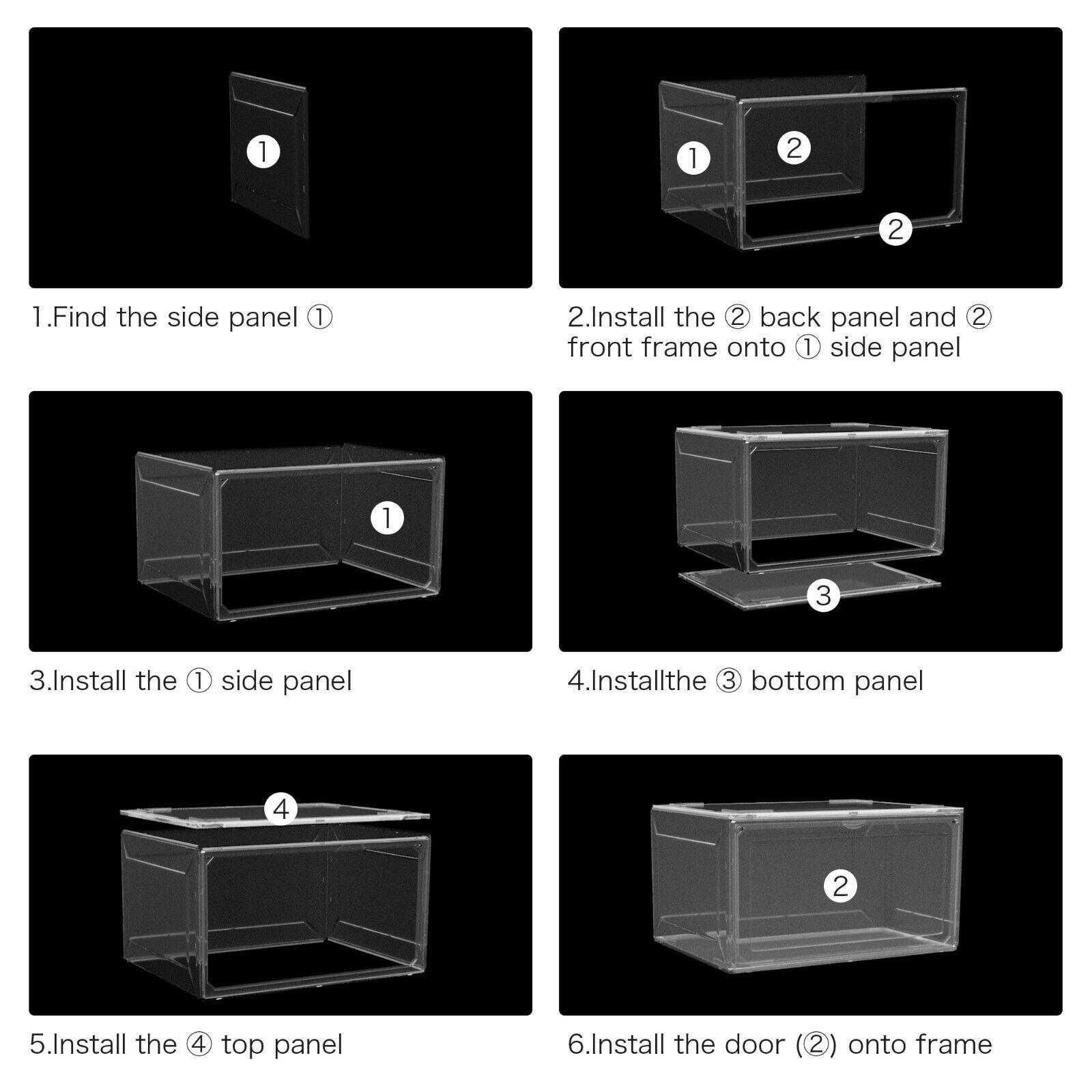 4 Packs Magnetic Stackable Shoe Storage Box Sneaker Container PET Display - Bosonshop