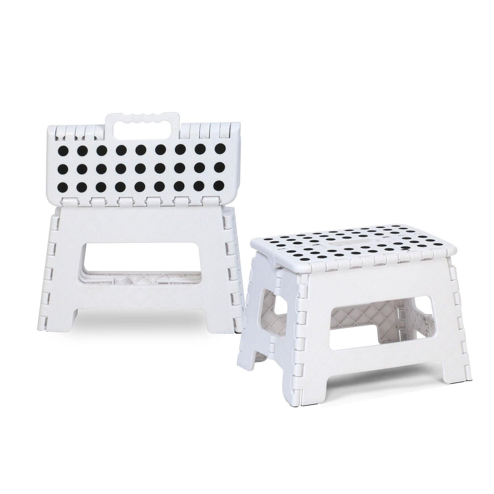 Super Strong Folding Step Stool with Handle 300 LB Capacity for Adults and Toddlers, White - Bosonshop